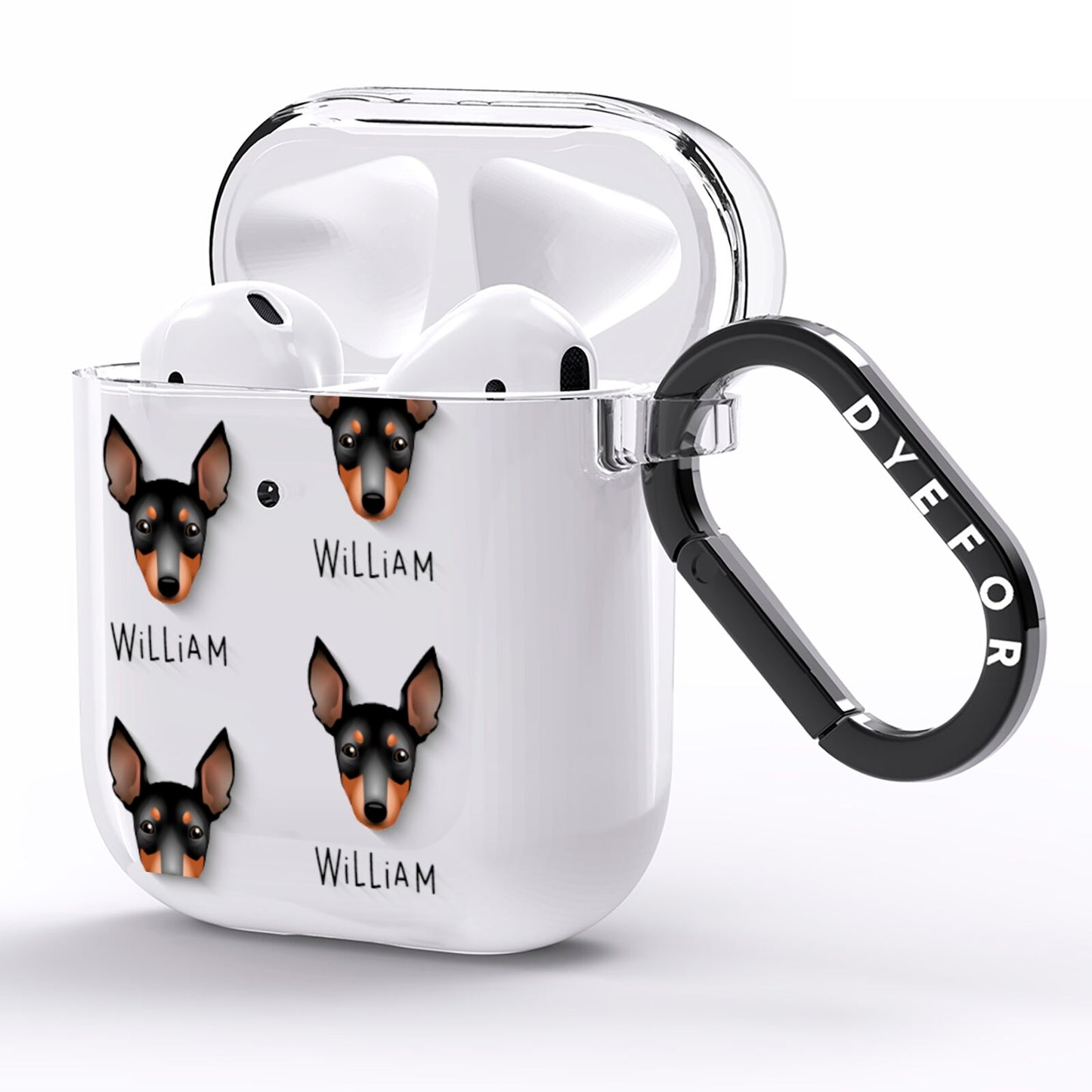 English Toy Terrier Icon with Name AirPods Clear Case Side Image