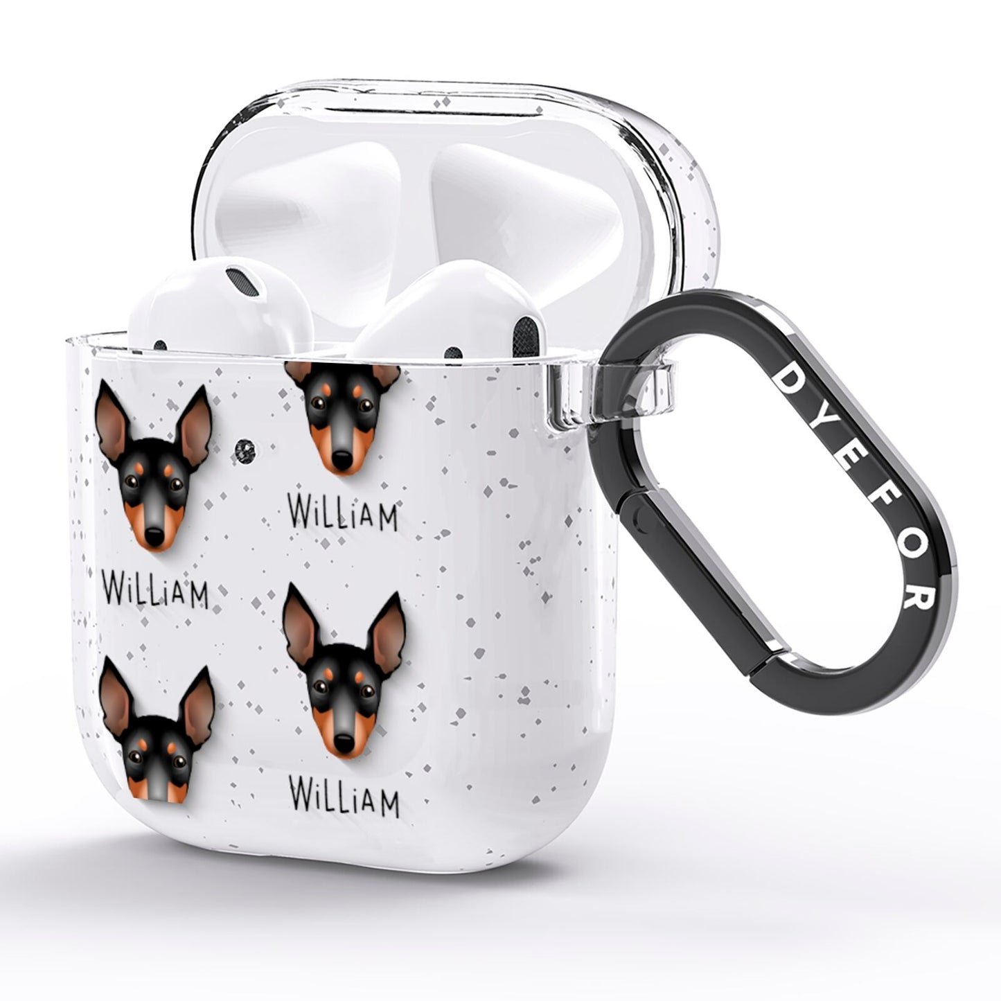 English Toy Terrier Icon with Name AirPods Glitter Case Side Image