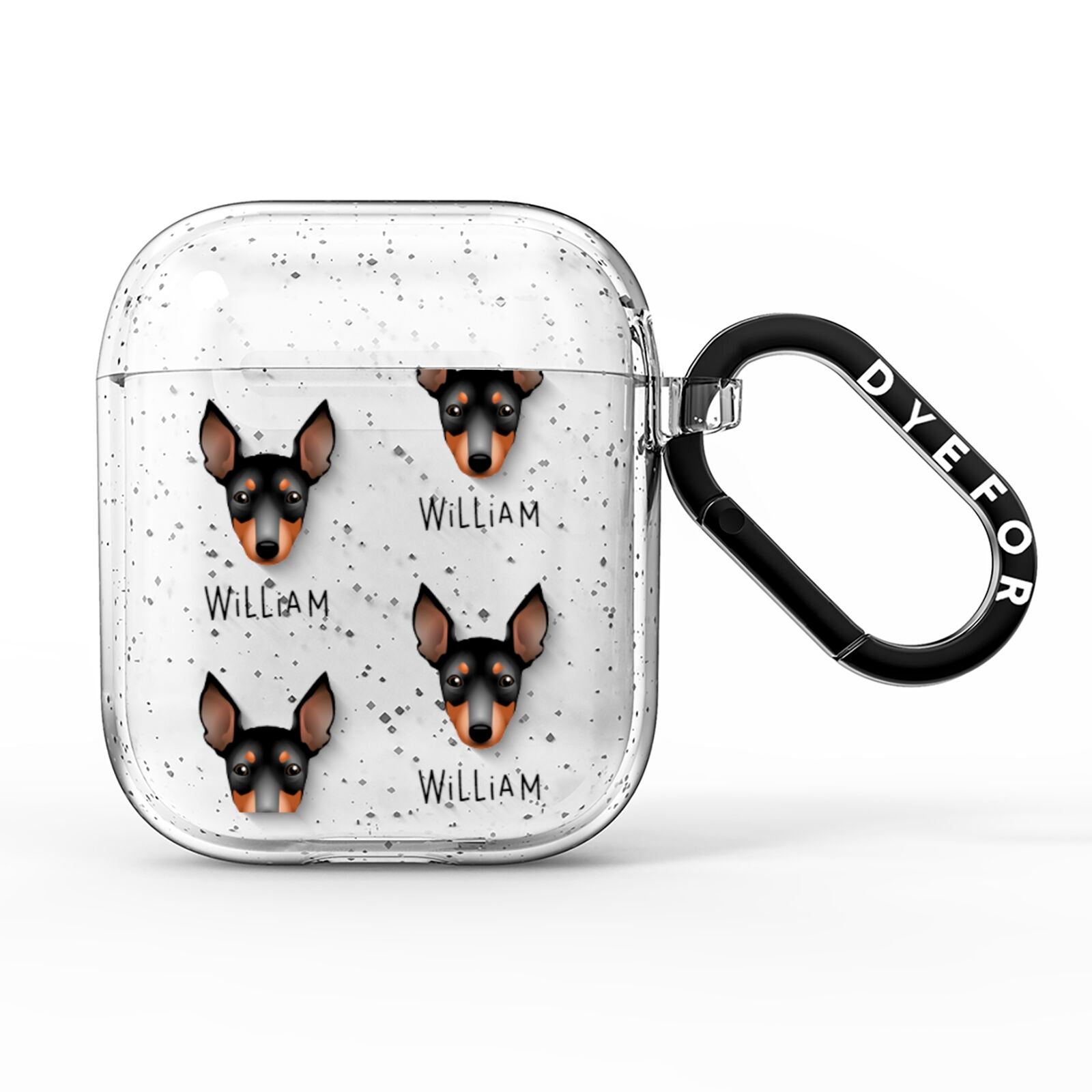 English Toy Terrier Icon with Name AirPods Glitter Case