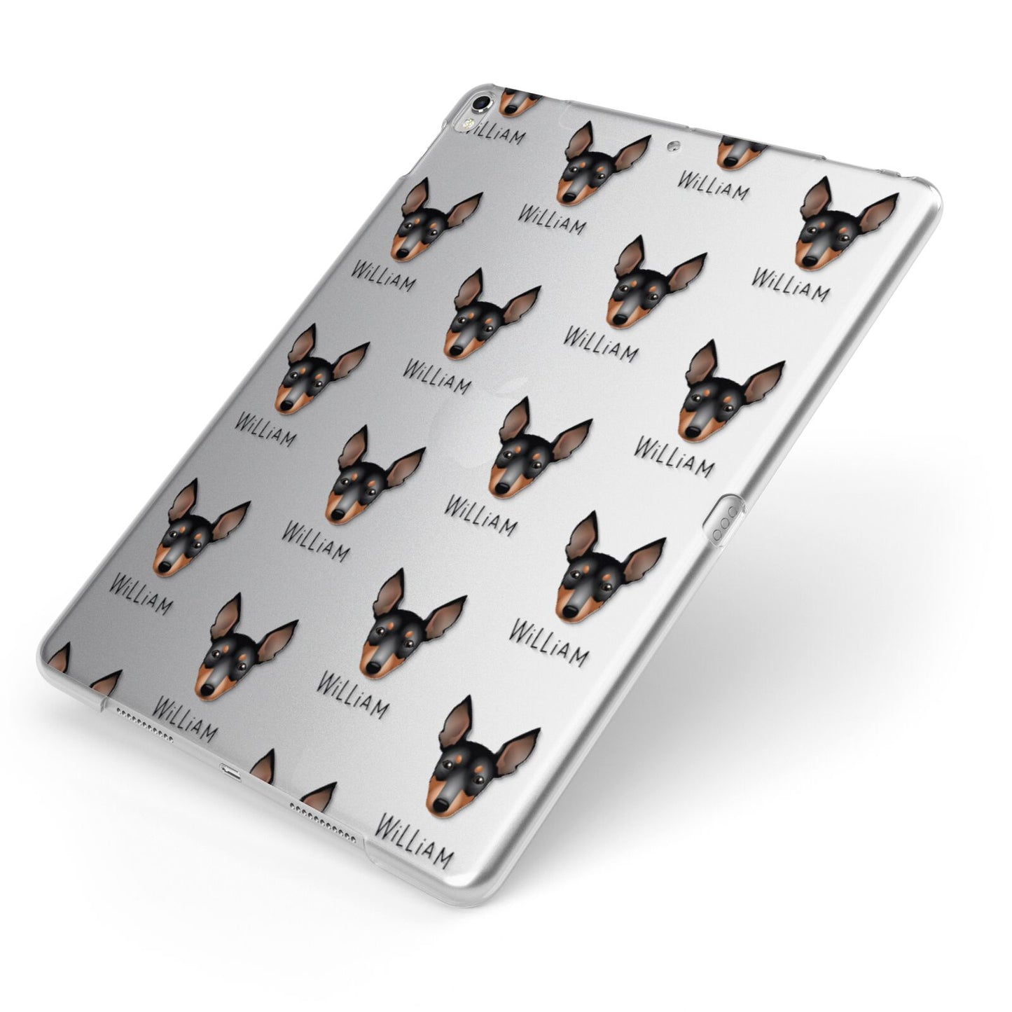 English Toy Terrier Icon with Name Apple iPad Case on Silver iPad Side View