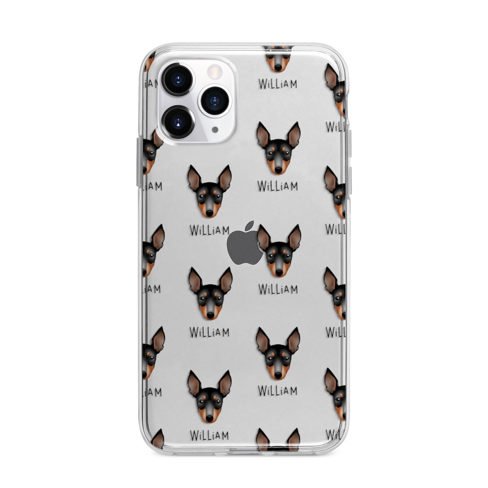 English Toy Terrier Icon with Name Apple iPhone 11 Pro Max in Silver with Bumper Case