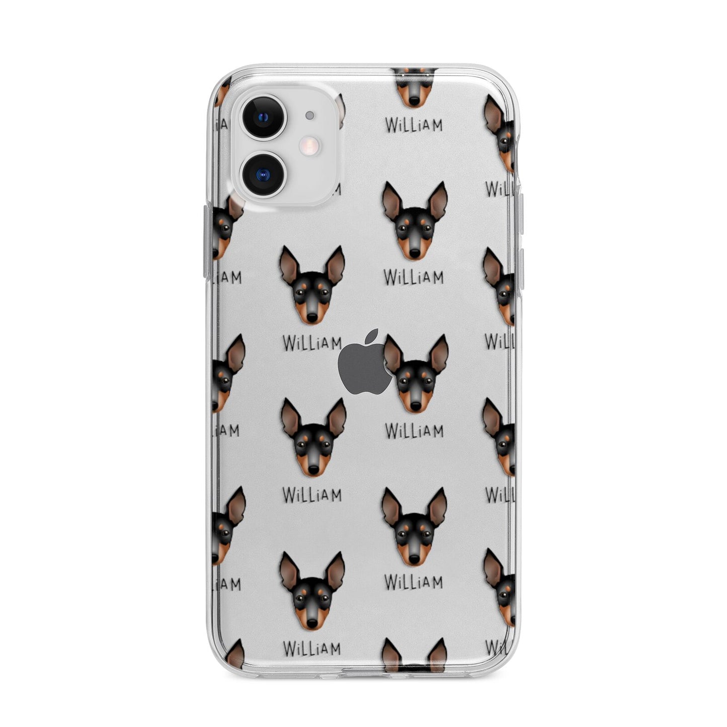 English Toy Terrier Icon with Name Apple iPhone 11 in White with Bumper Case