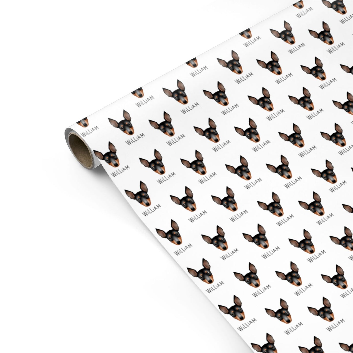 English Toy Terrier Icon with Name Personalised Gift Wrap