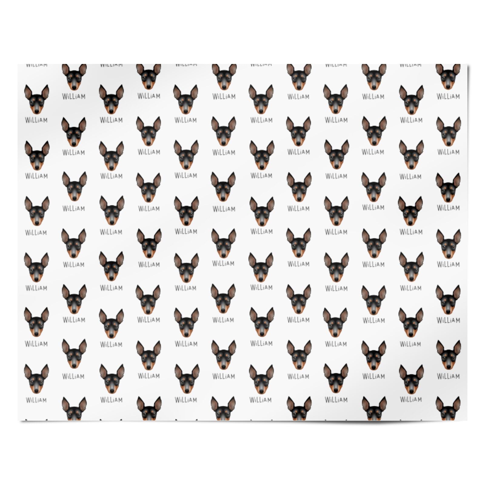 English Toy Terrier Icon with Name Personalised Wrapping Paper Alternative