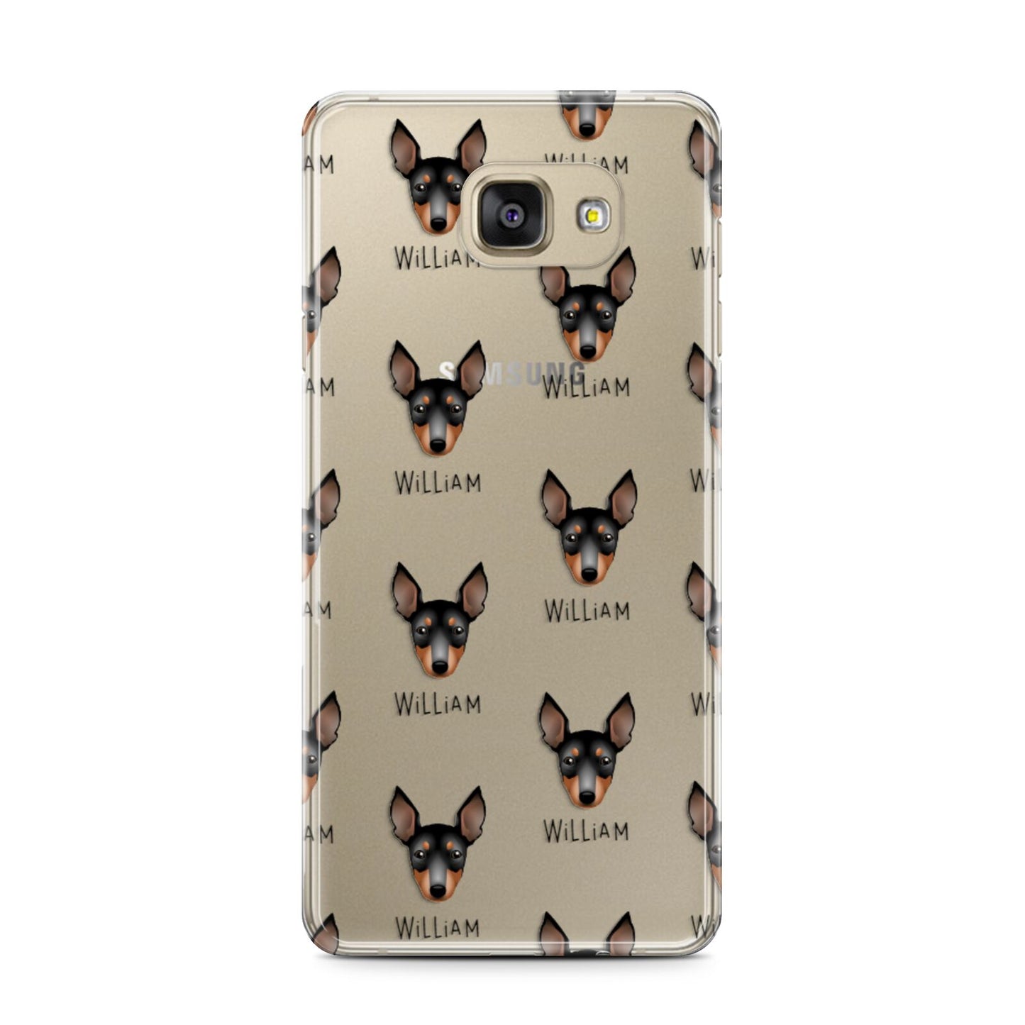 English Toy Terrier Icon with Name Samsung Galaxy A7 2016 Case on gold phone