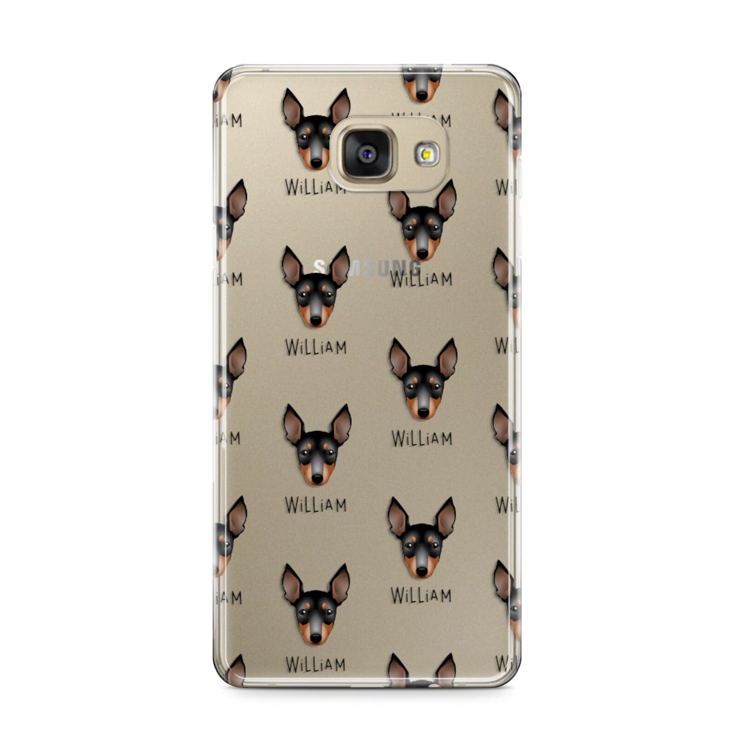 English Toy Terrier Icon with Name Samsung Galaxy A9 2016 Case on gold phone
