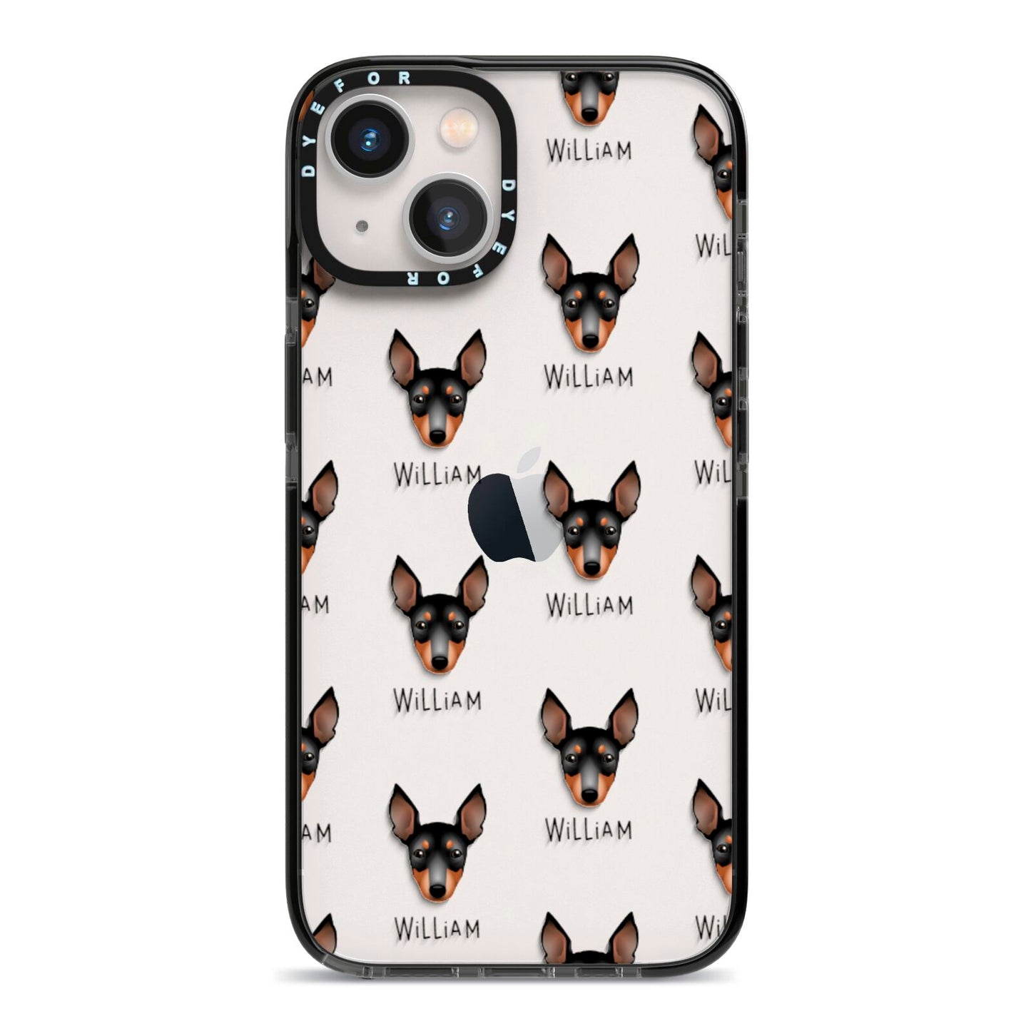 English Toy Terrier Icon with Name iPhone 13 Black Impact Case on Silver phone