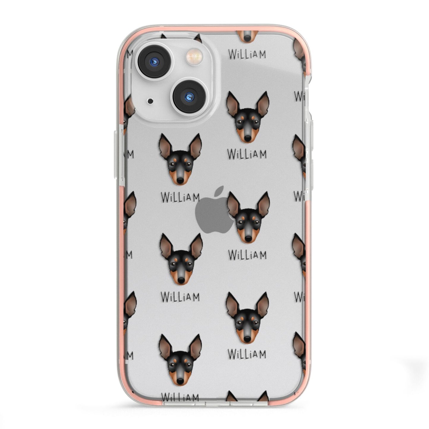 English Toy Terrier Icon with Name iPhone 13 Mini TPU Impact Case with Pink Edges