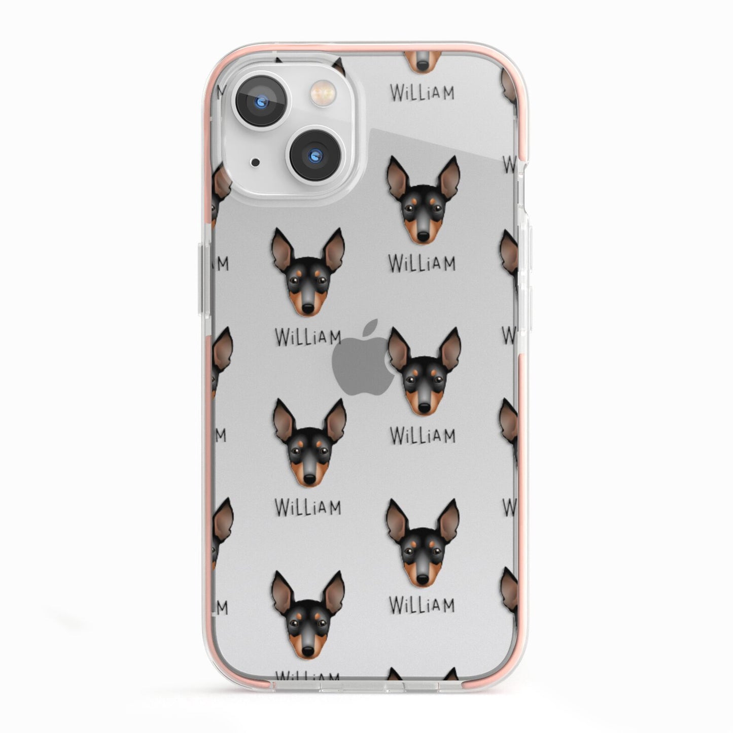English Toy Terrier Icon with Name iPhone 13 TPU Impact Case with Pink Edges