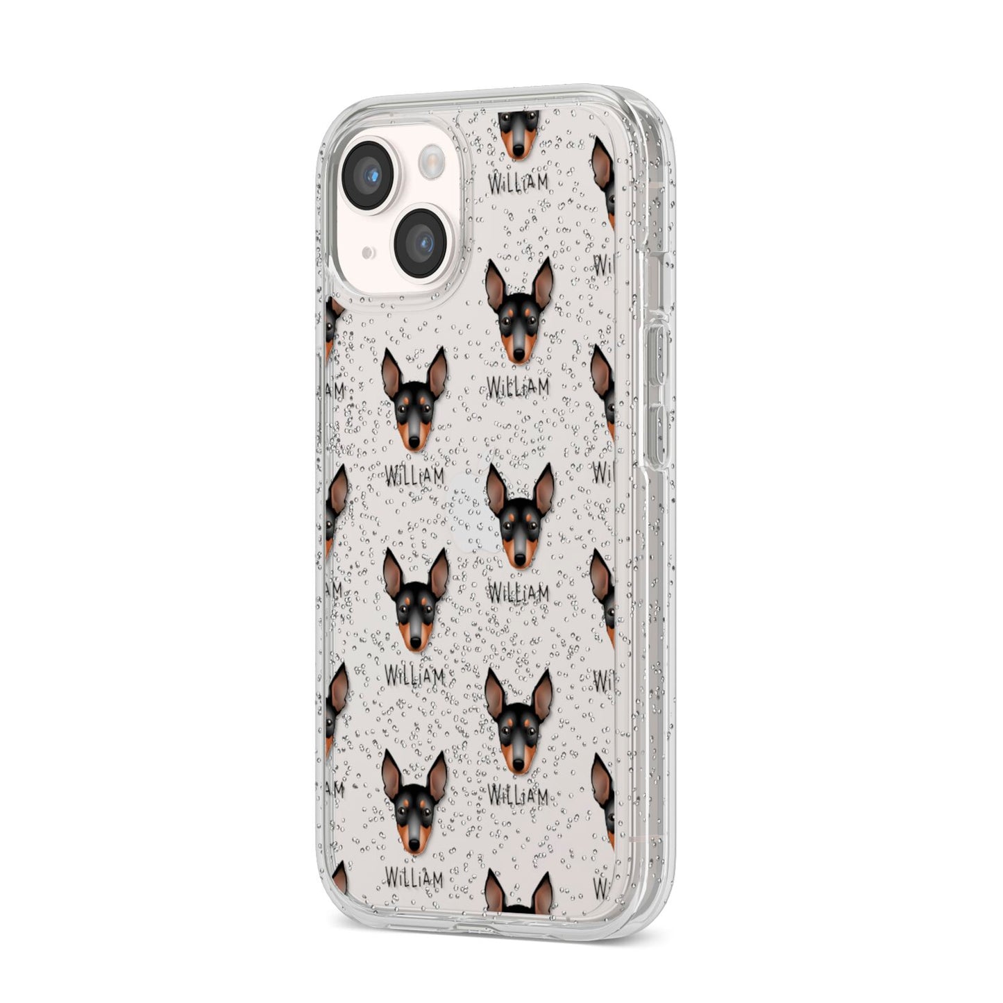 English Toy Terrier Icon with Name iPhone 14 Glitter Tough Case Starlight Angled Image