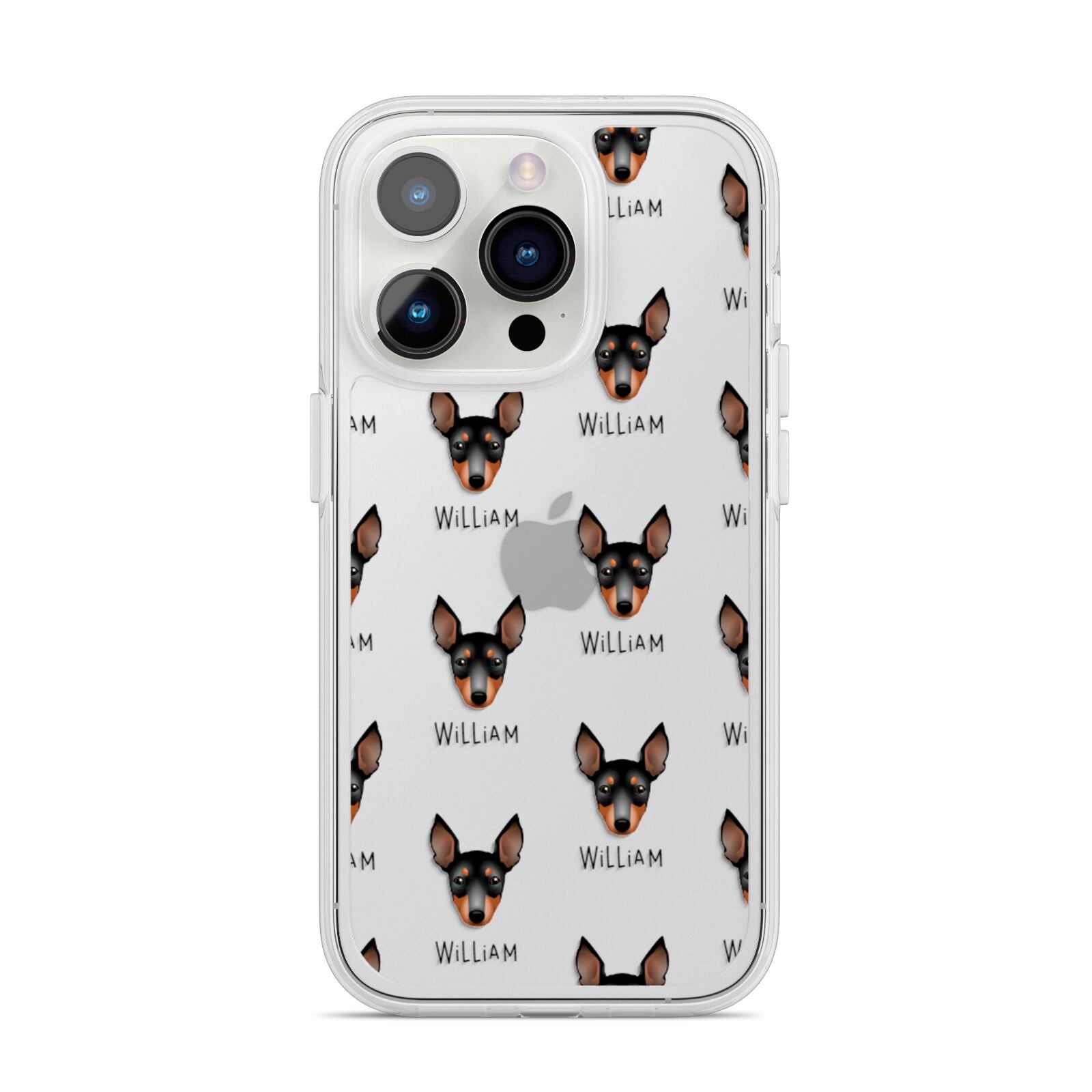 English Toy Terrier Icon with Name iPhone 14 Pro Clear Tough Case Silver