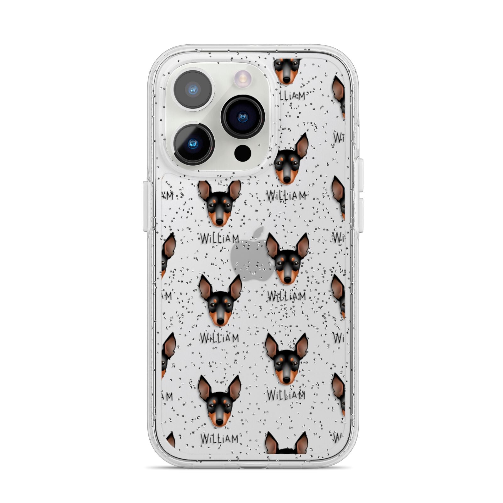 English Toy Terrier Icon with Name iPhone 14 Pro Glitter Tough Case Silver