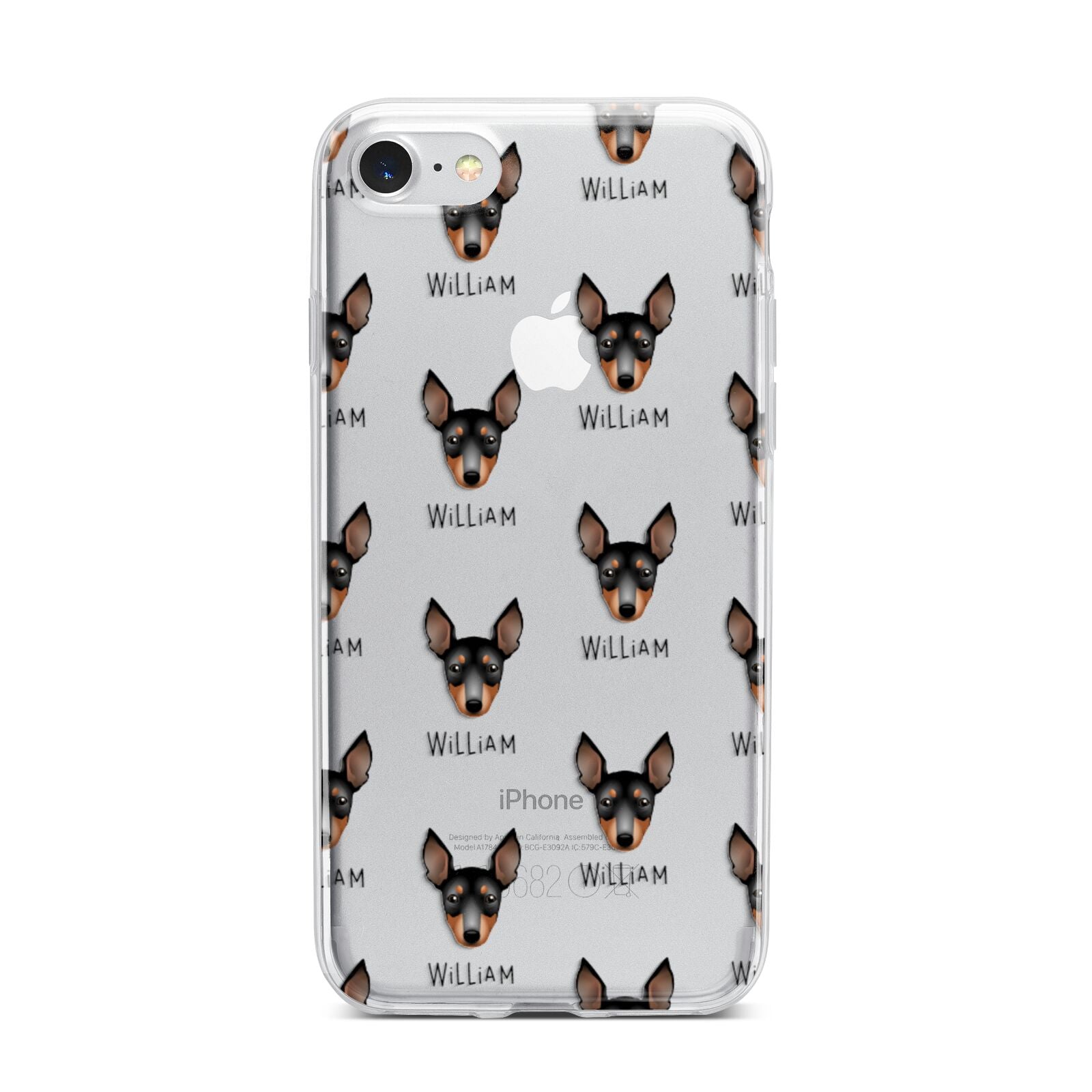 English Toy Terrier Icon with Name iPhone 7 Bumper Case on Silver iPhone