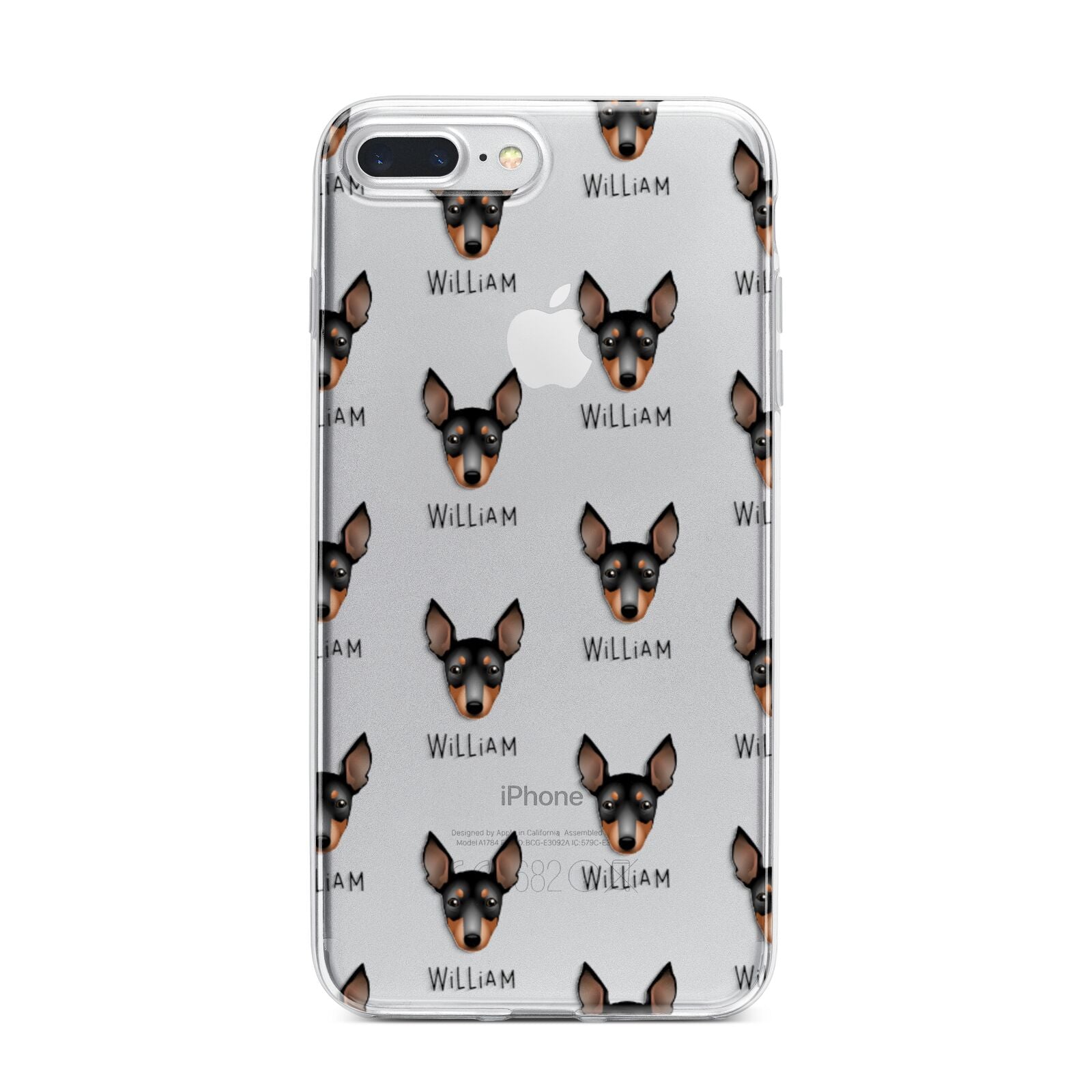 English Toy Terrier Icon with Name iPhone 7 Plus Bumper Case on Silver iPhone
