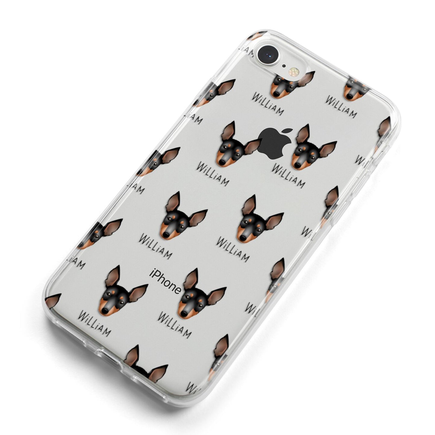 English Toy Terrier Icon with Name iPhone 8 Bumper Case on Silver iPhone Alternative Image