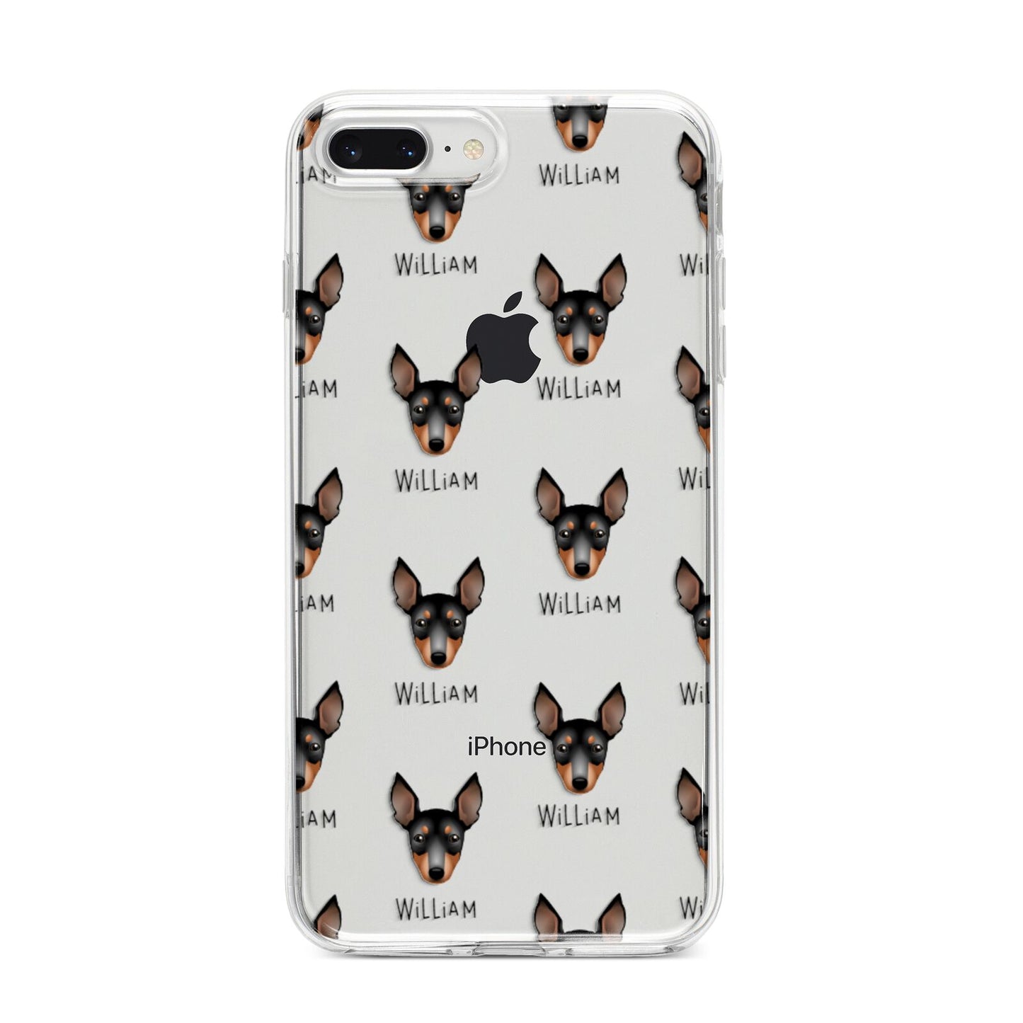English Toy Terrier Icon with Name iPhone 8 Plus Bumper Case on Silver iPhone