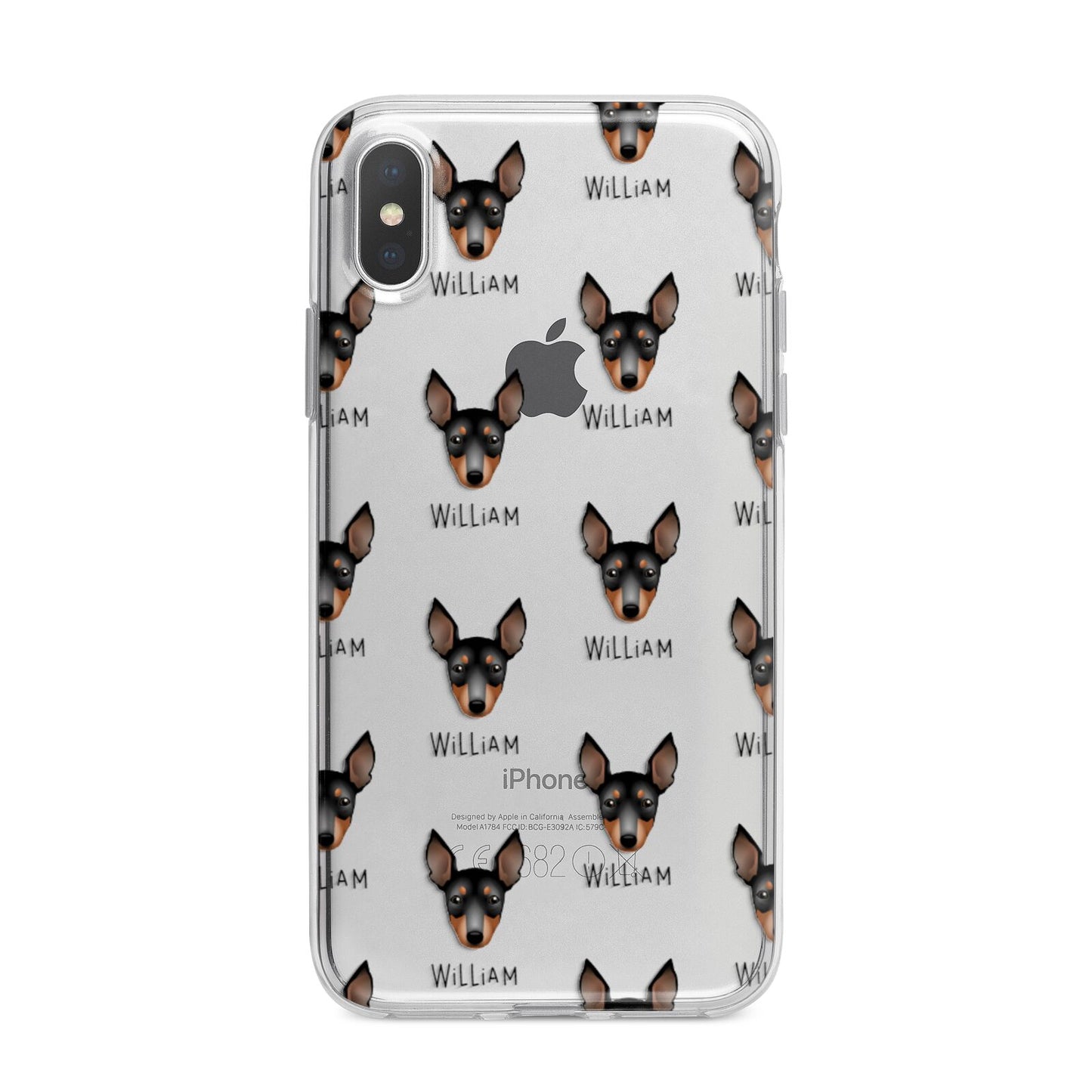 English Toy Terrier Icon with Name iPhone X Bumper Case on Silver iPhone Alternative Image 1
