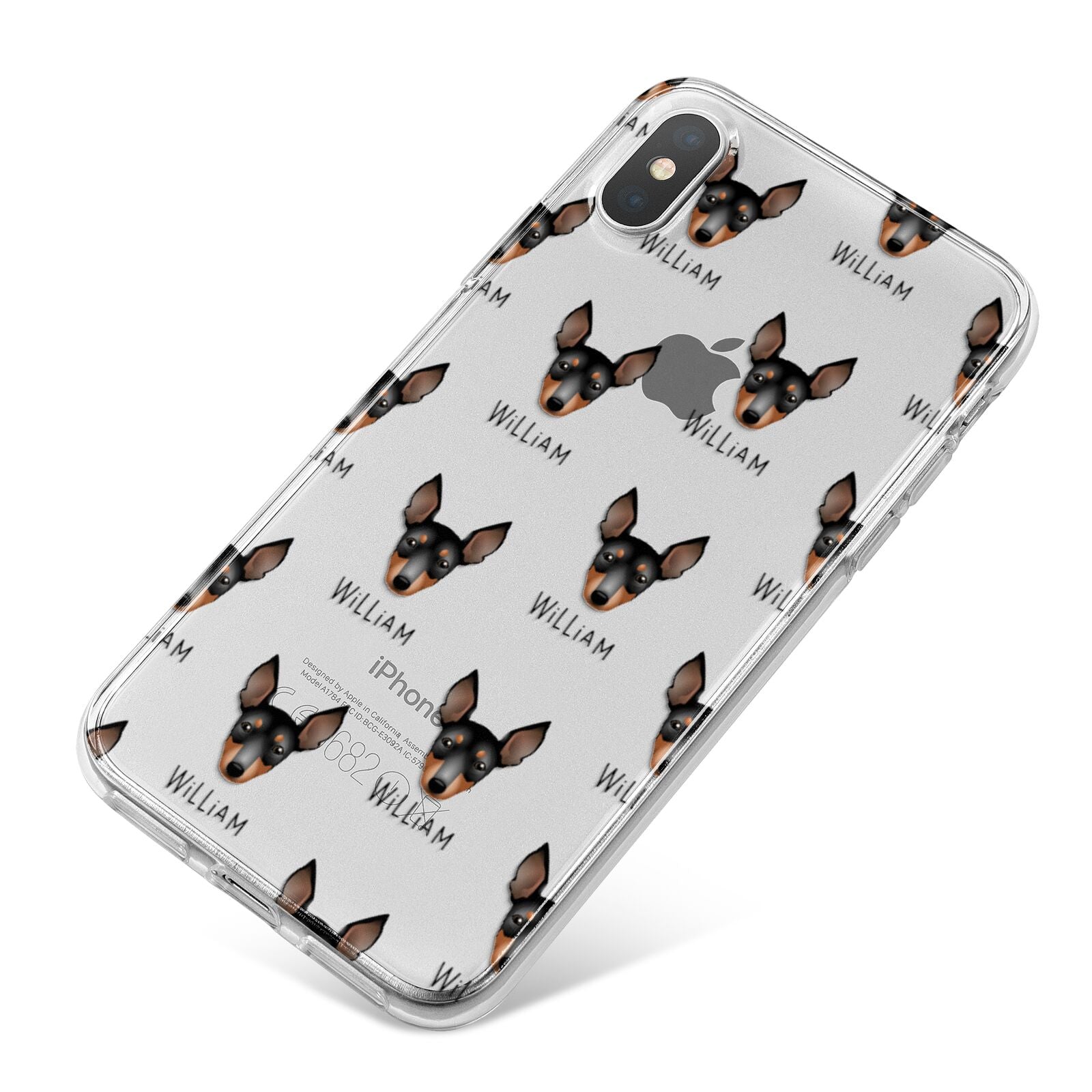 English Toy Terrier Icon with Name iPhone X Bumper Case on Silver iPhone