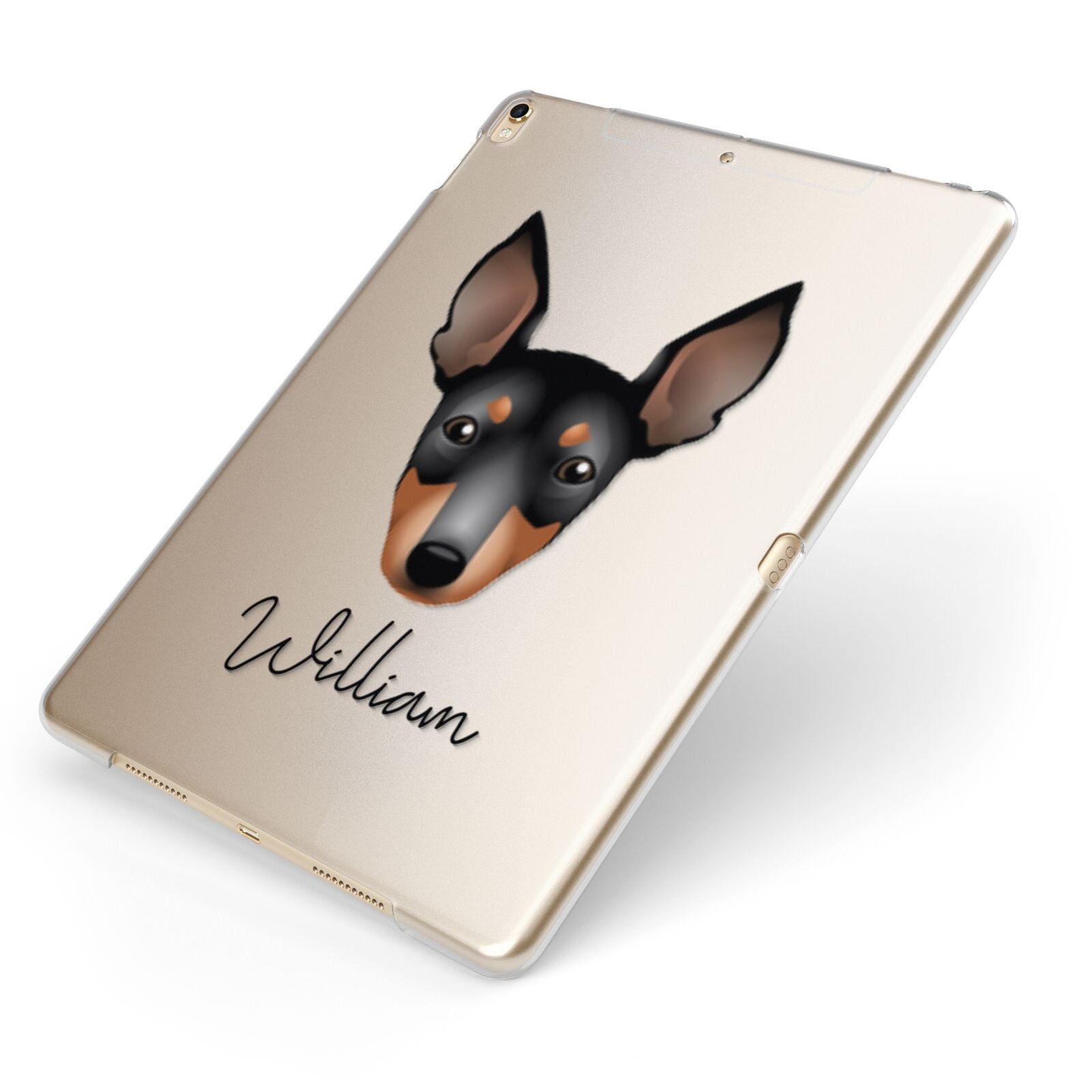 English Toy Terrier Personalised Apple iPad Case on Gold iPad Side View