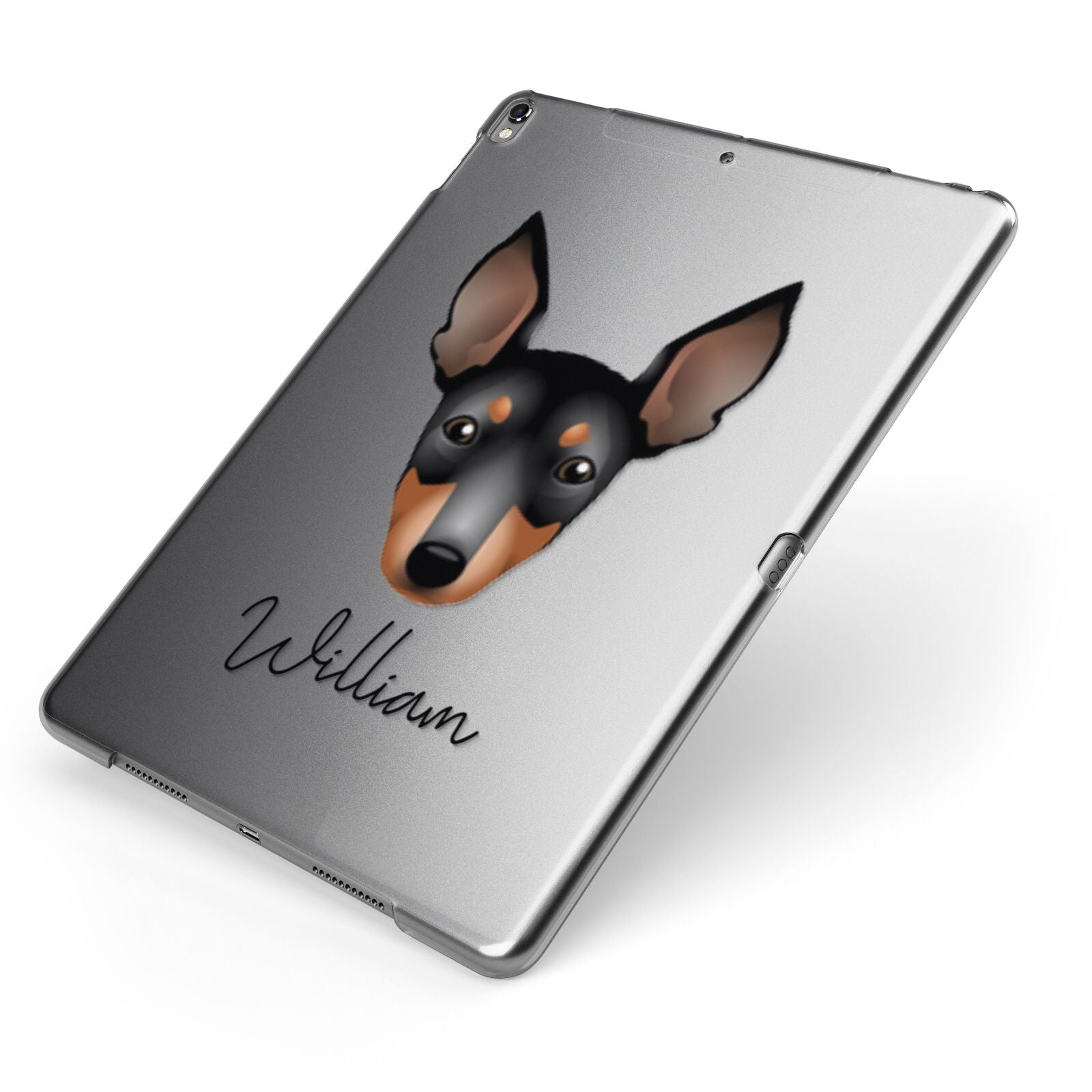 English Toy Terrier Personalised Apple iPad Case on Grey iPad Side View