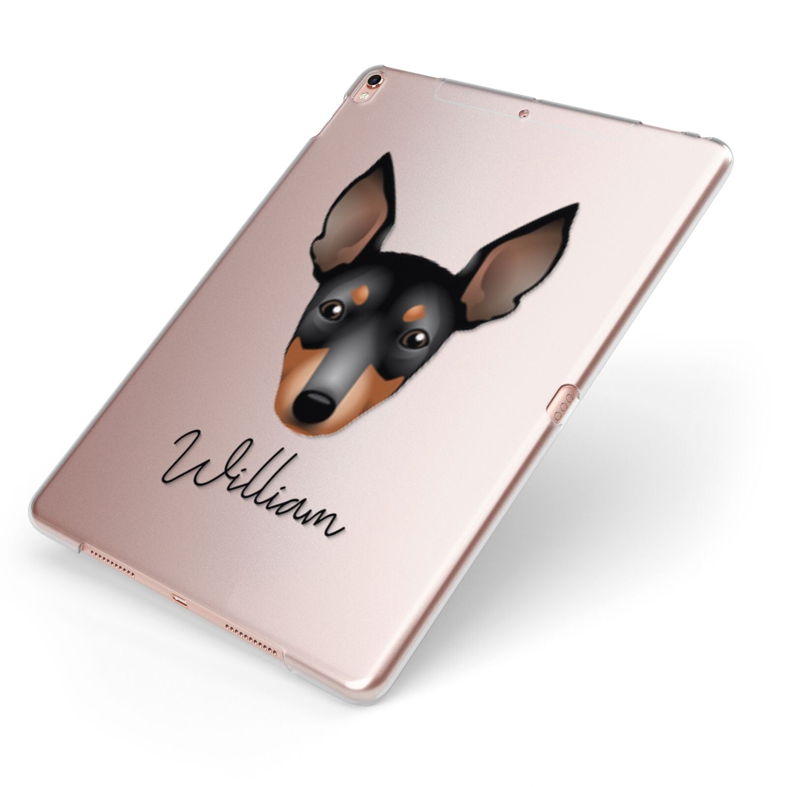 English Toy Terrier Personalised Apple iPad Case on Rose Gold iPad Side View