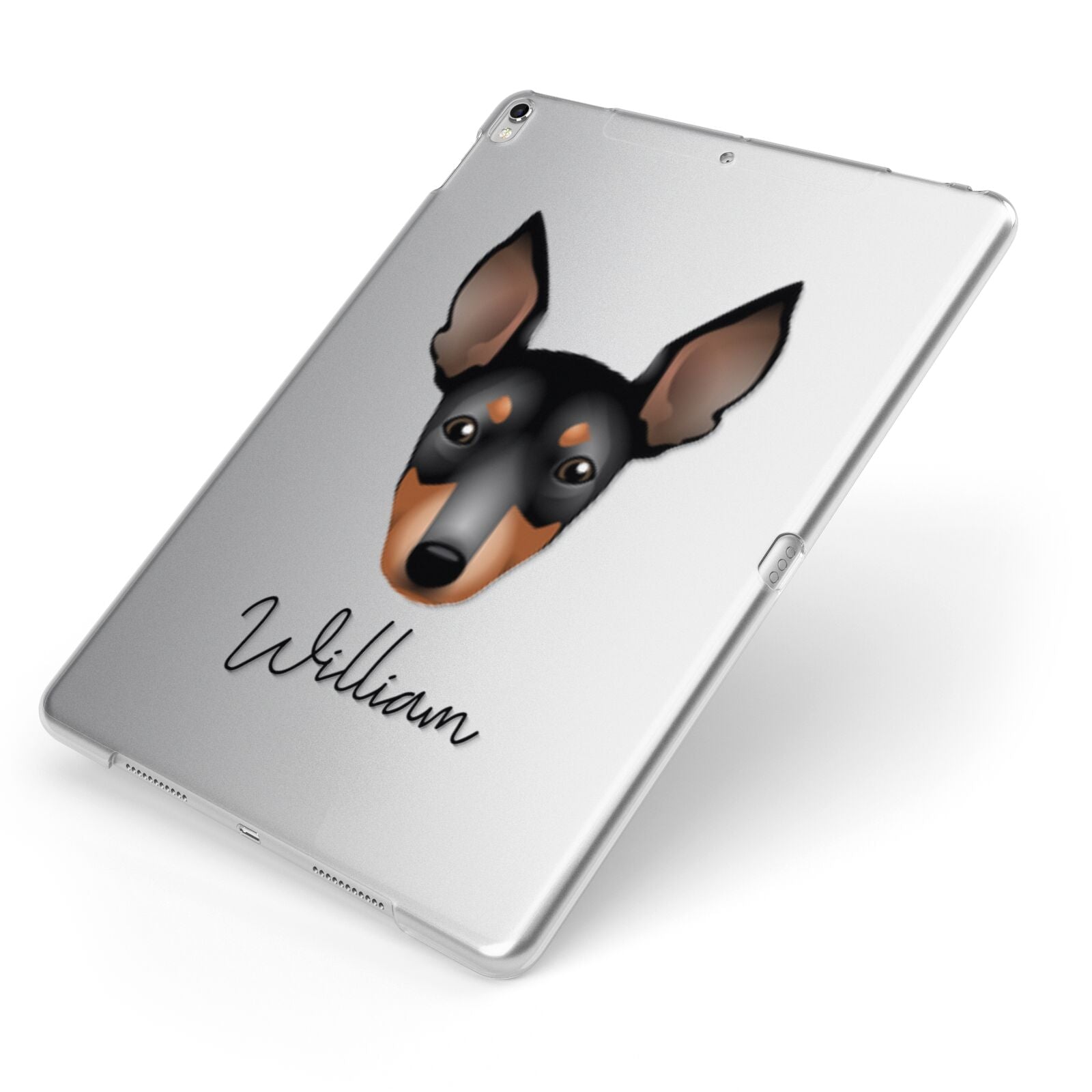 English Toy Terrier Personalised Apple iPad Case on Silver iPad Side View