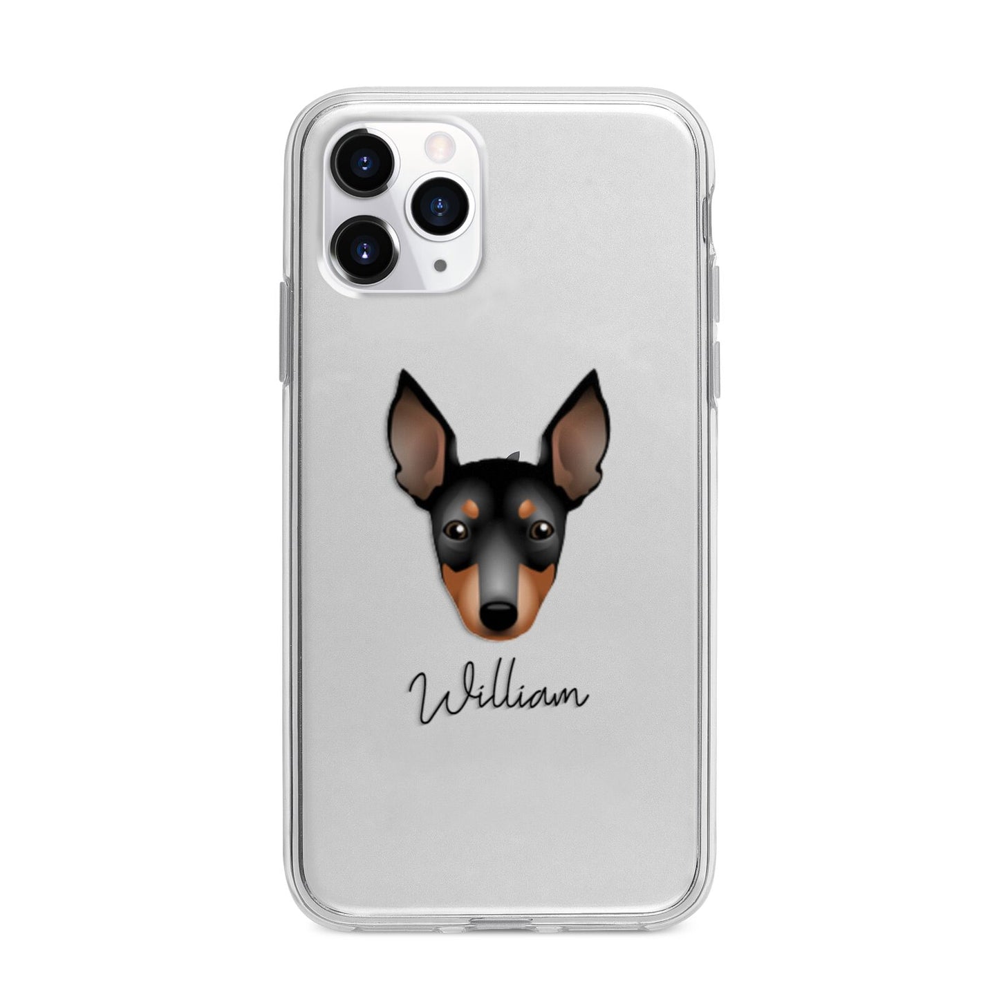English Toy Terrier Personalised Apple iPhone 11 Pro Max in Silver with Bumper Case