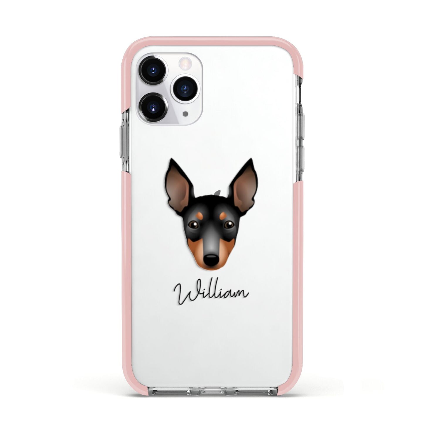 English Toy Terrier Personalised Apple iPhone 11 Pro in Silver with Pink Impact Case