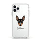 English Toy Terrier Personalised Apple iPhone 11 Pro in Silver with White Impact Case