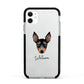 English Toy Terrier Personalised Apple iPhone 11 in White with Black Impact Case