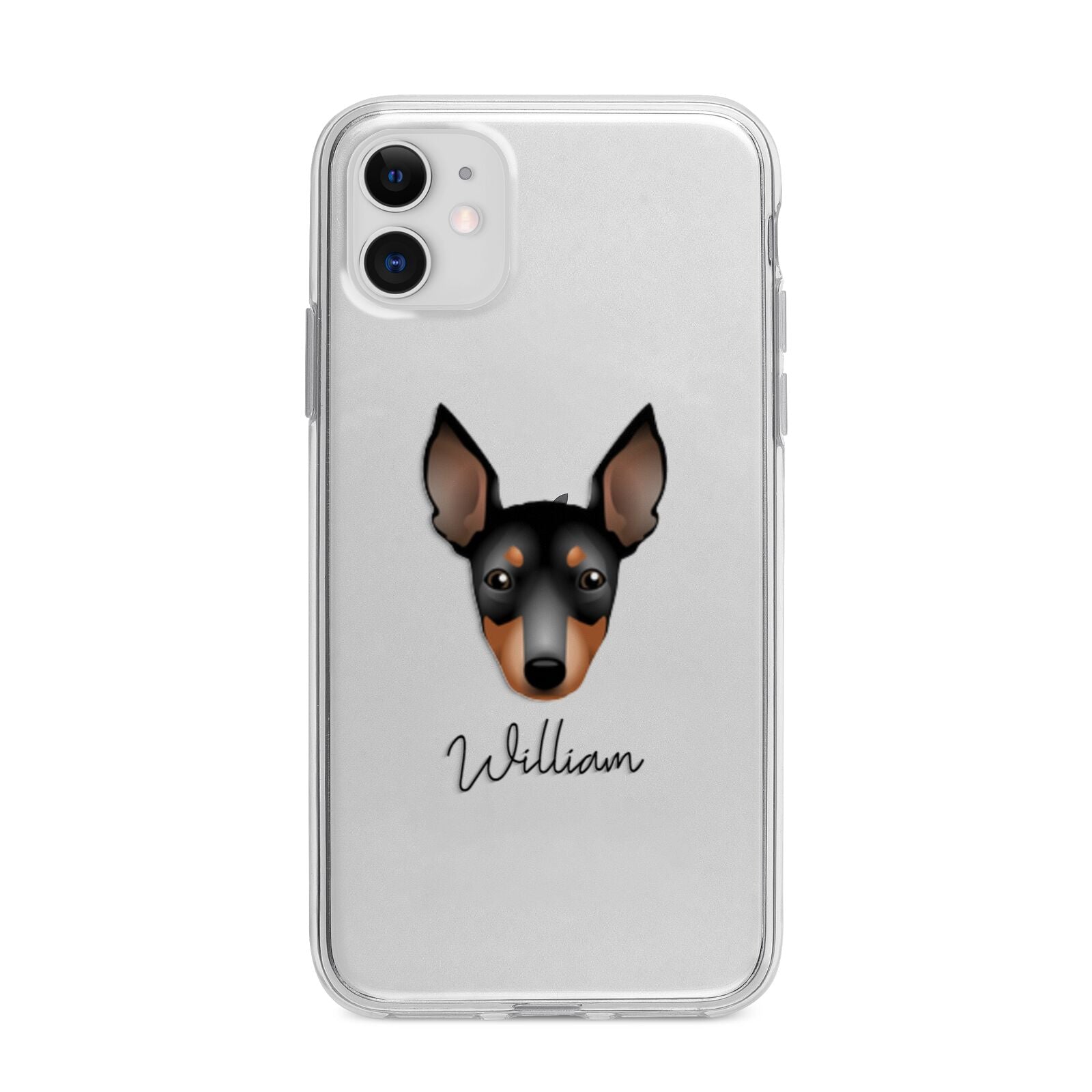 English Toy Terrier Personalised Apple iPhone 11 in White with Bumper Case