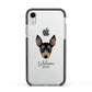 English Toy Terrier Personalised Apple iPhone XR Impact Case Black Edge on Silver Phone
