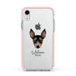 English Toy Terrier Personalised Apple iPhone XR Impact Case Pink Edge on Silver Phone