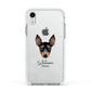 English Toy Terrier Personalised Apple iPhone XR Impact Case White Edge on Silver Phone