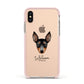 English Toy Terrier Personalised Apple iPhone Xs Impact Case Pink Edge on Gold Phone
