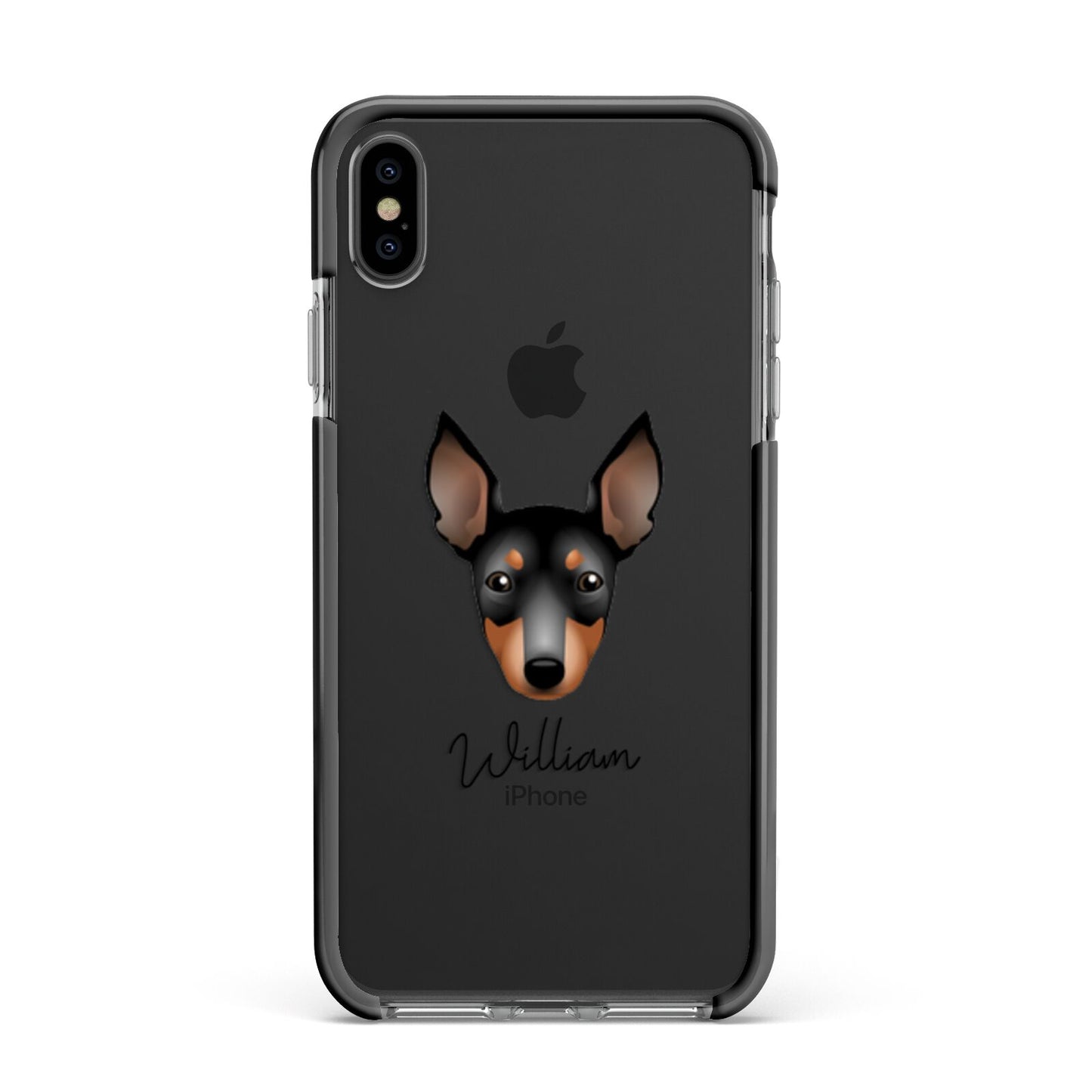 English Toy Terrier Personalised Apple iPhone Xs Max Impact Case Black Edge on Black Phone