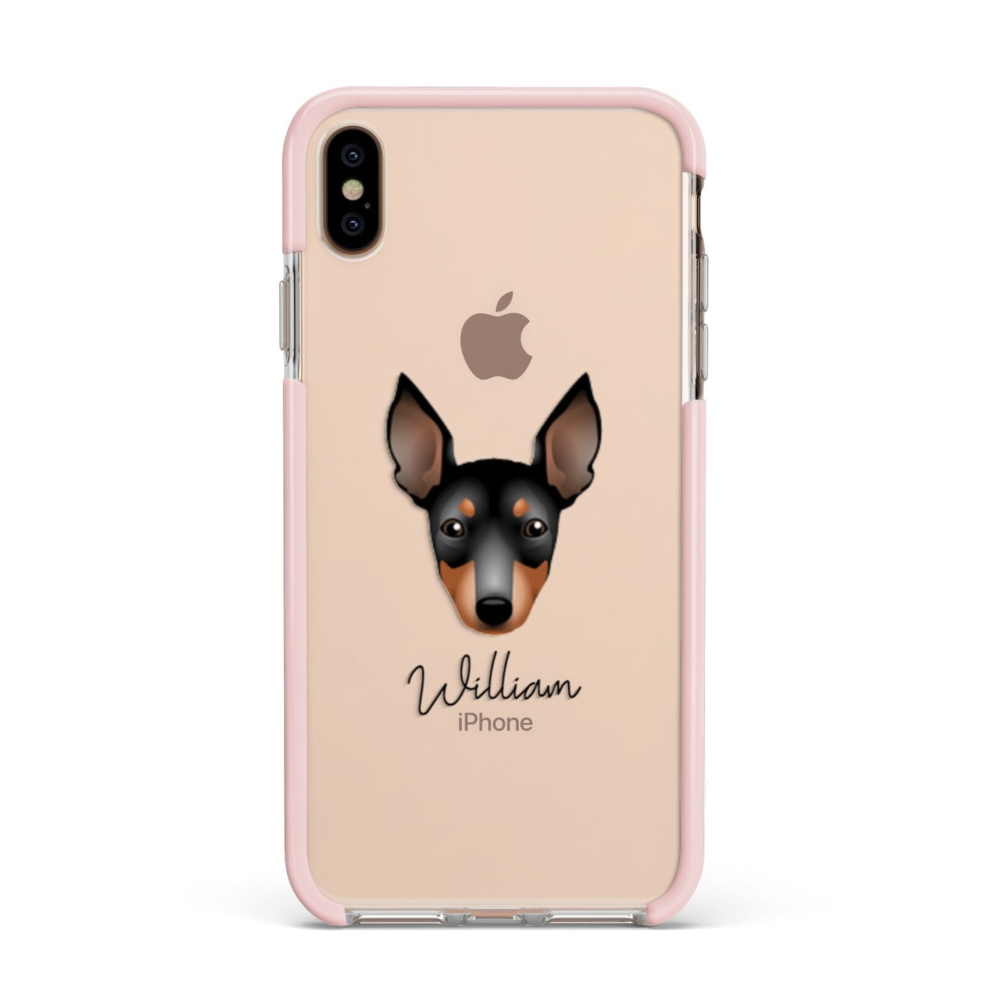 English Toy Terrier Personalised Apple iPhone Xs Max Impact Case Pink Edge on Gold Phone