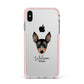 English Toy Terrier Personalised Apple iPhone Xs Max Impact Case Pink Edge on Silver Phone