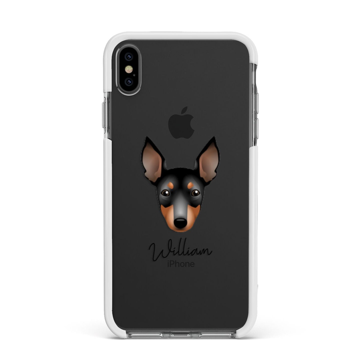 English Toy Terrier Personalised Apple iPhone Xs Max Impact Case White Edge on Black Phone