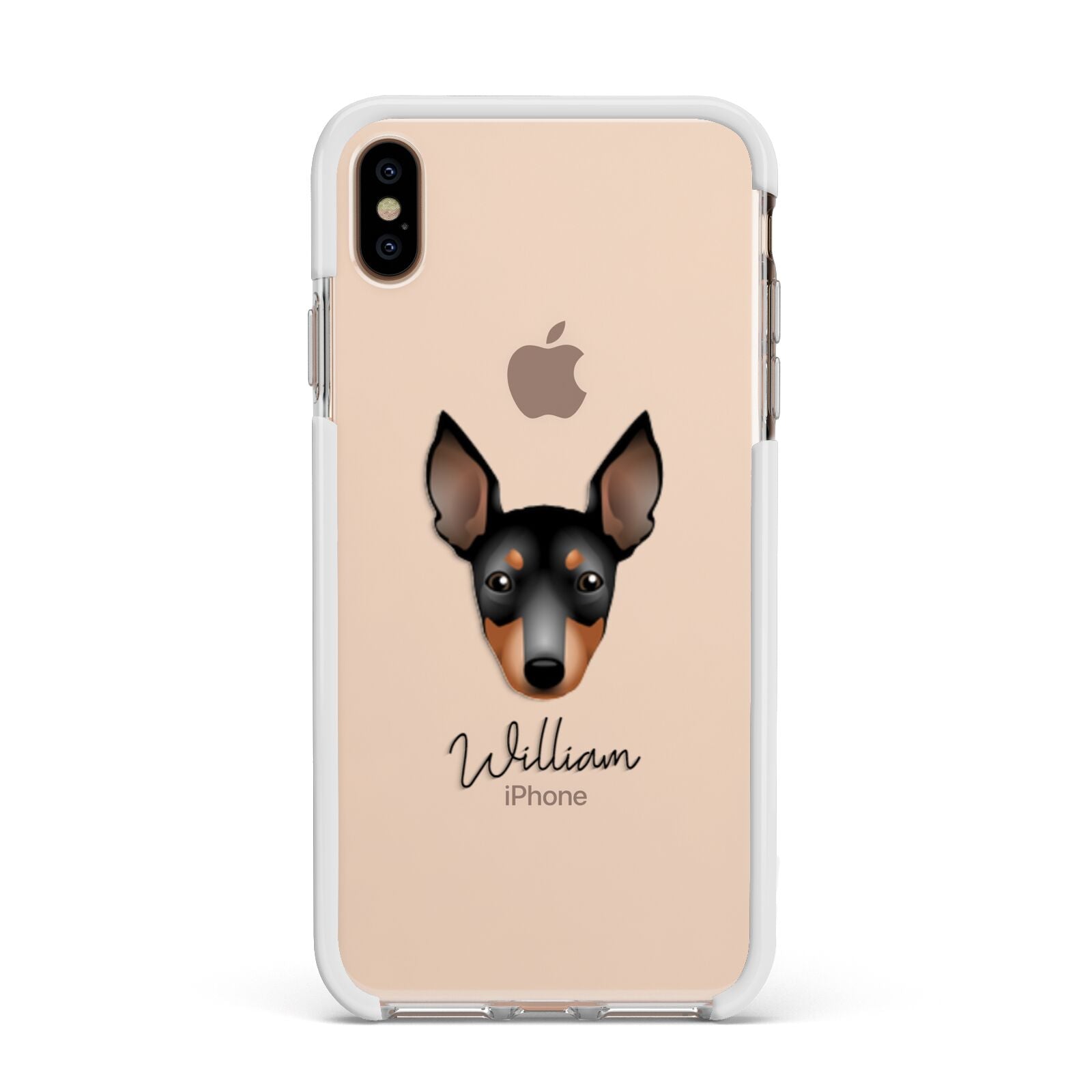 English Toy Terrier Personalised Apple iPhone Xs Max Impact Case White Edge on Gold Phone