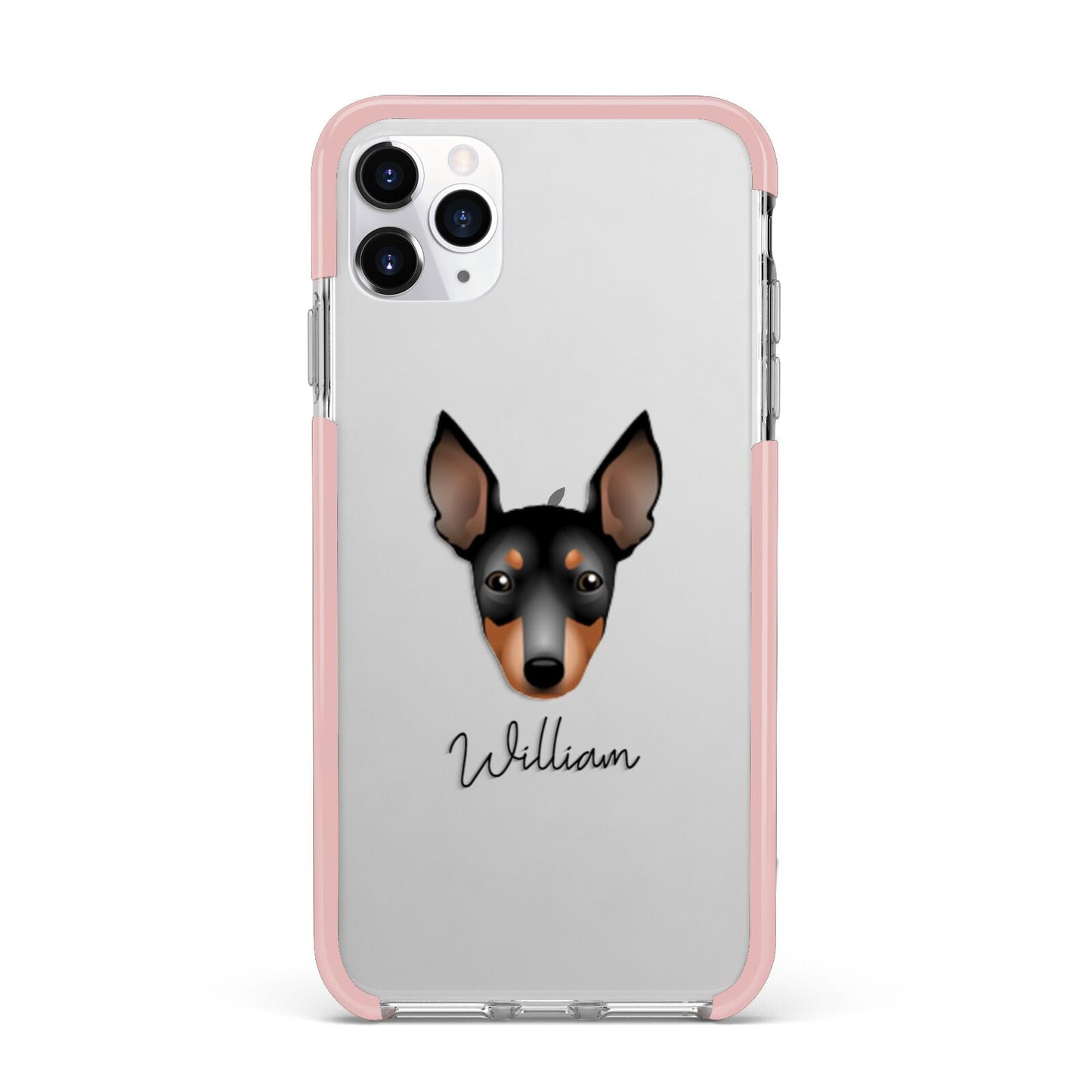 English Toy Terrier Personalised iPhone 11 Pro Max Impact Pink Edge Case