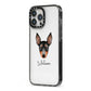 English Toy Terrier Personalised iPhone 13 Pro Max Black Impact Case Side Angle on Silver phone