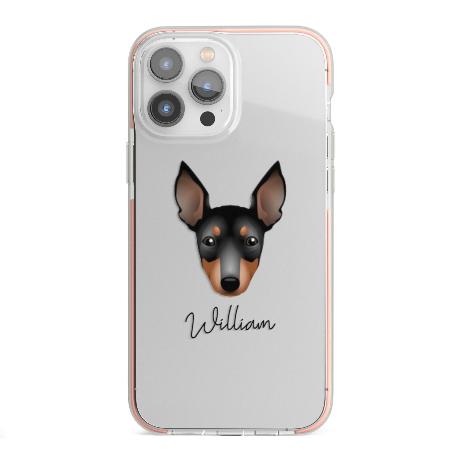 English Toy Terrier Personalised iPhone 13 Pro Max TPU Impact Case with Pink Edges