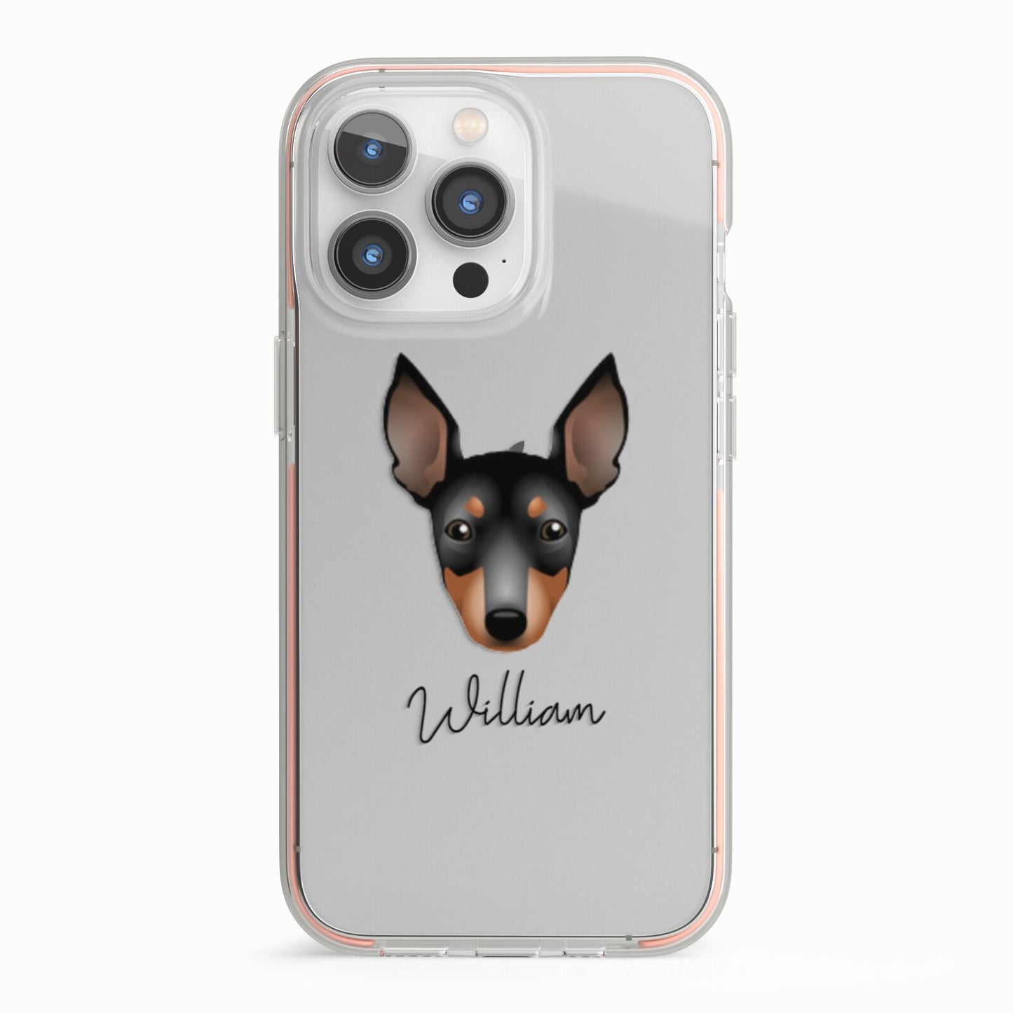 English Toy Terrier Personalised iPhone 13 Pro TPU Impact Case with Pink Edges
