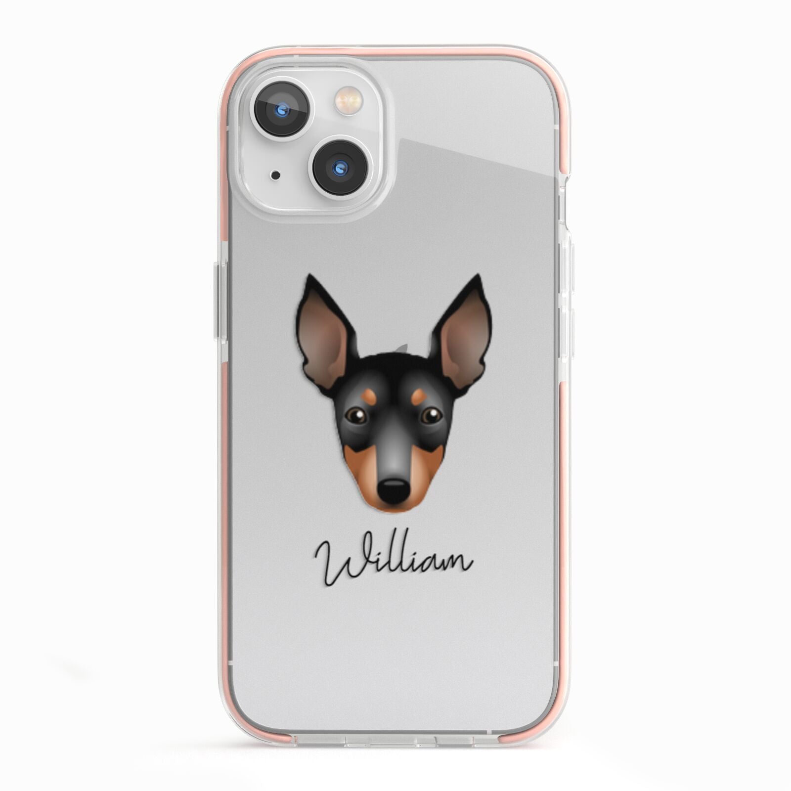English Toy Terrier Personalised iPhone 13 TPU Impact Case with Pink Edges