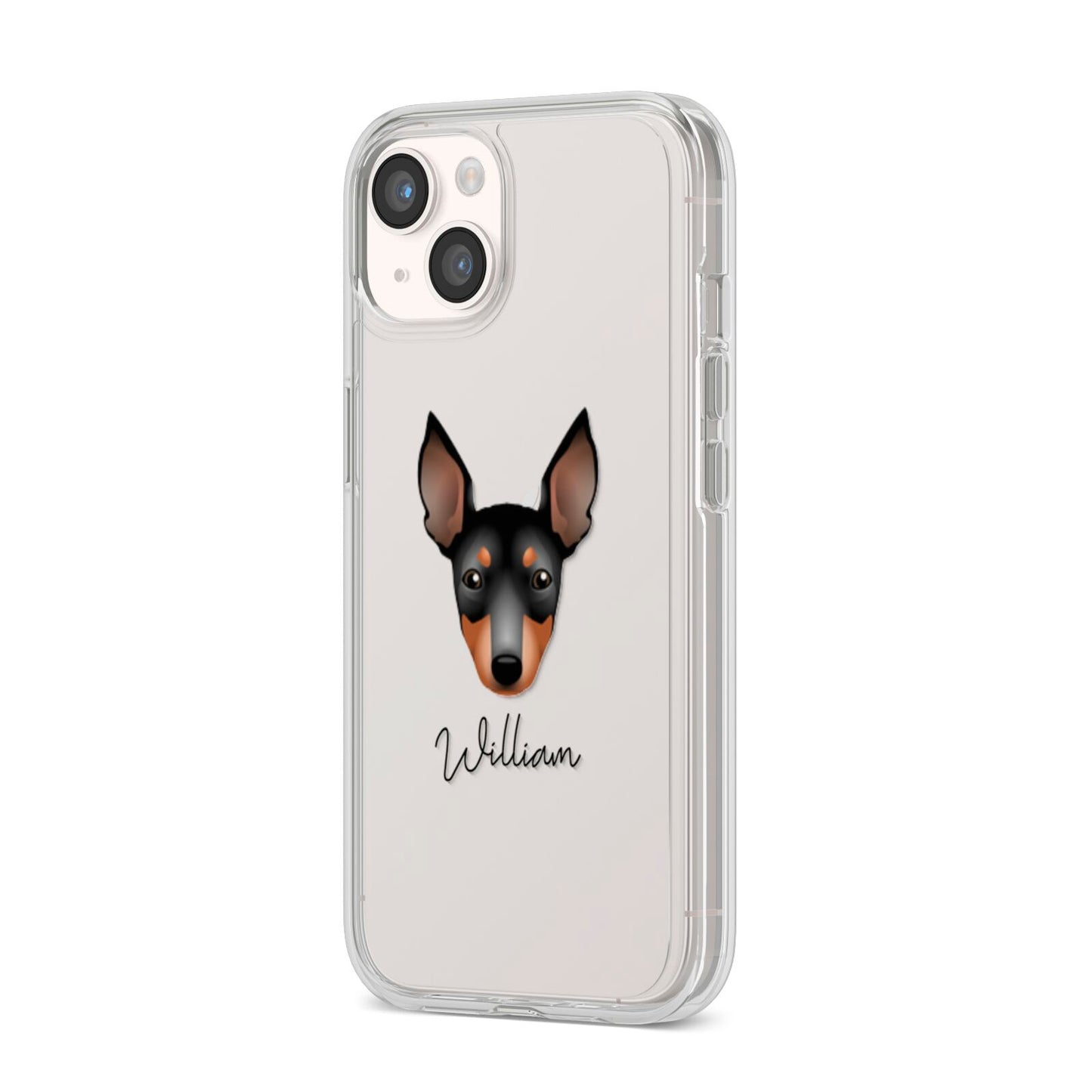 English Toy Terrier Personalised iPhone 14 Clear Tough Case Starlight Angled Image