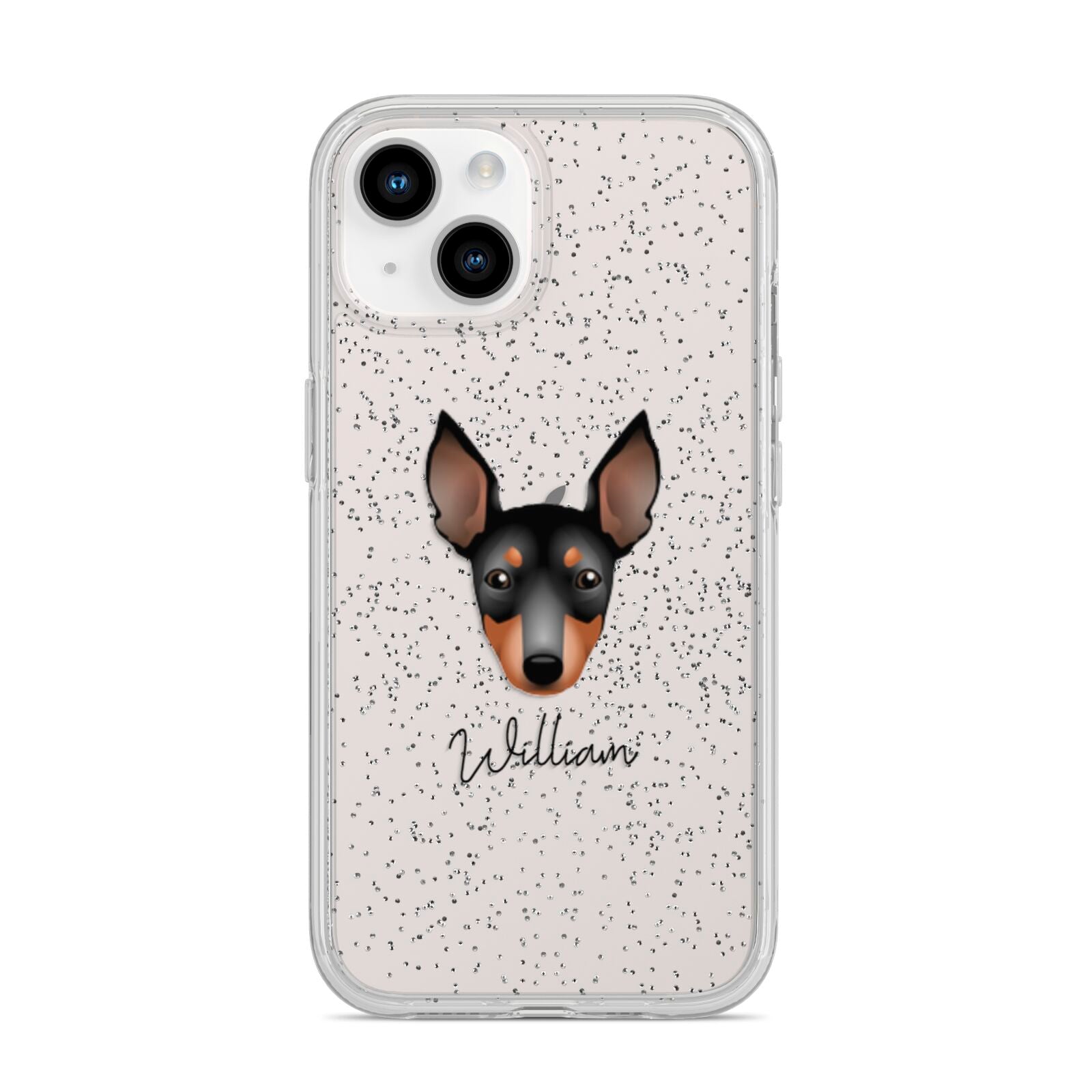 English Toy Terrier Personalised iPhone 14 Glitter Tough Case Starlight