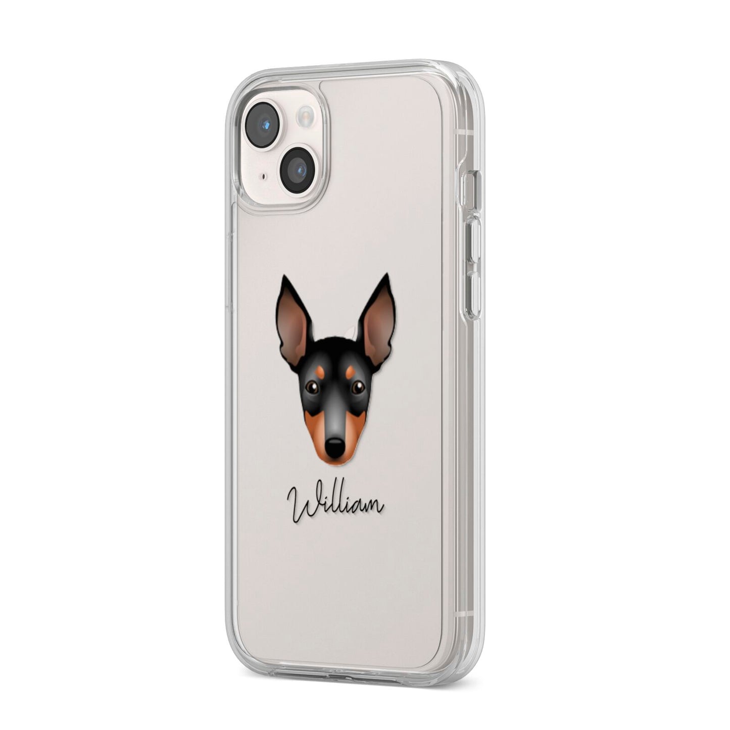English Toy Terrier Personalised iPhone 14 Plus Clear Tough Case Starlight Angled Image