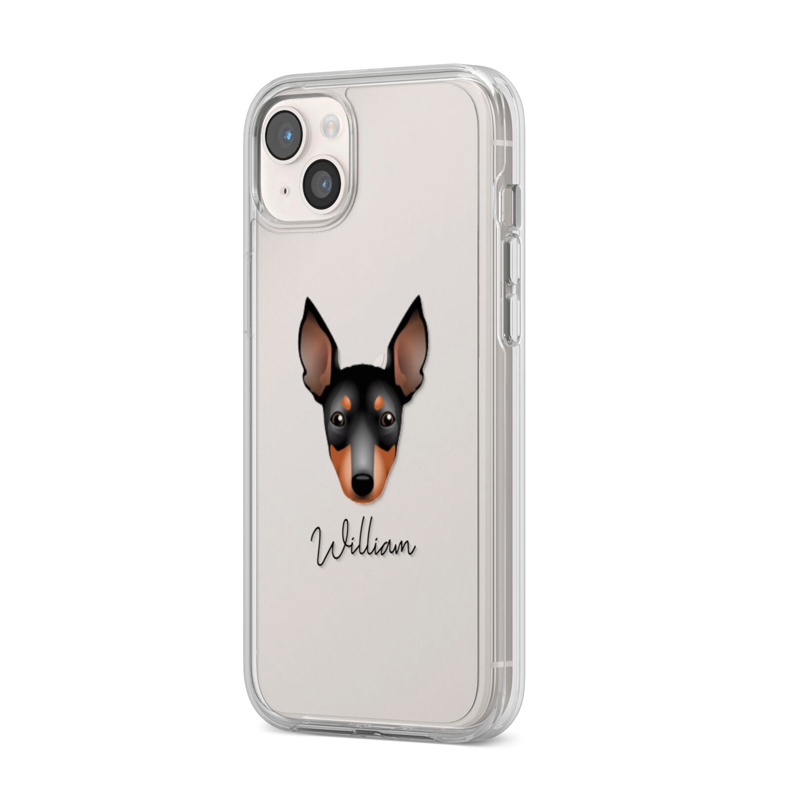 English Toy Terrier Personalised iPhone 14 Plus Clear Tough Case Starlight Angled Image