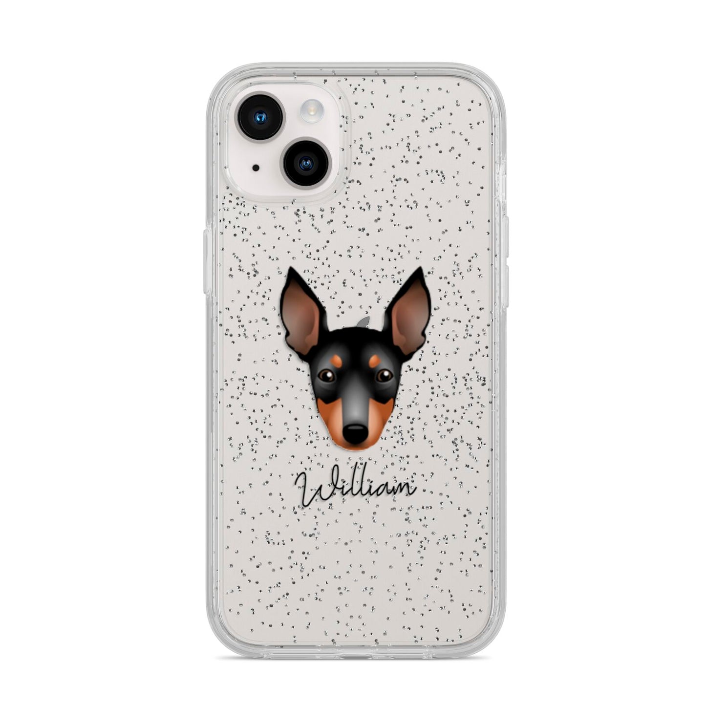 English Toy Terrier Personalised iPhone 14 Plus Glitter Tough Case Starlight
